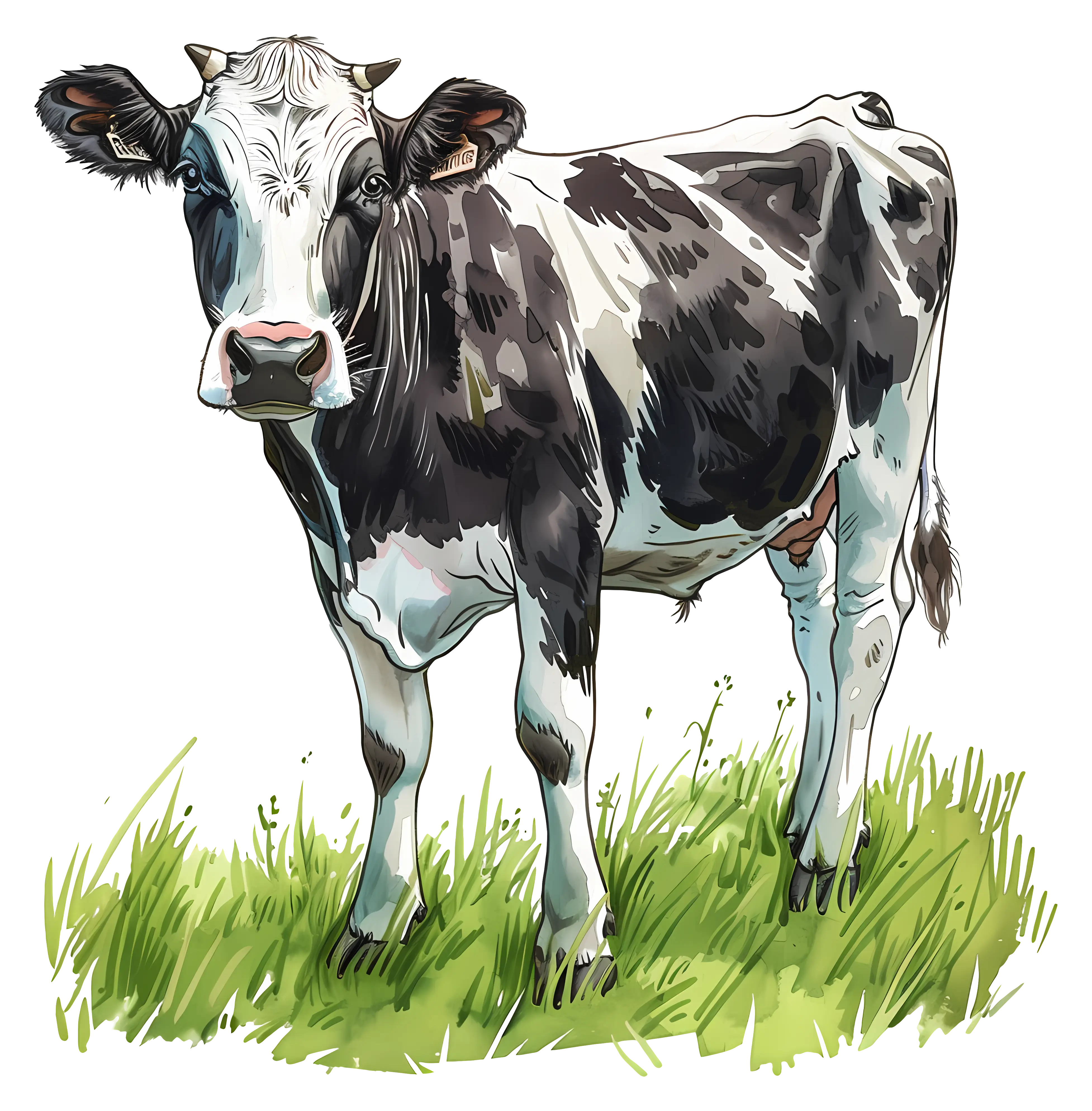 Black and White Cow Grazing on Grass