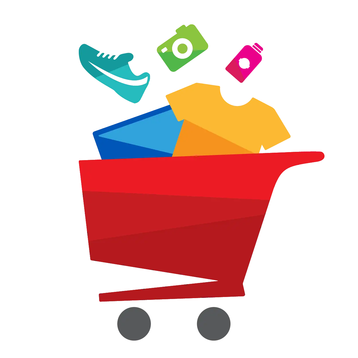 Shopping Cart with Various Items