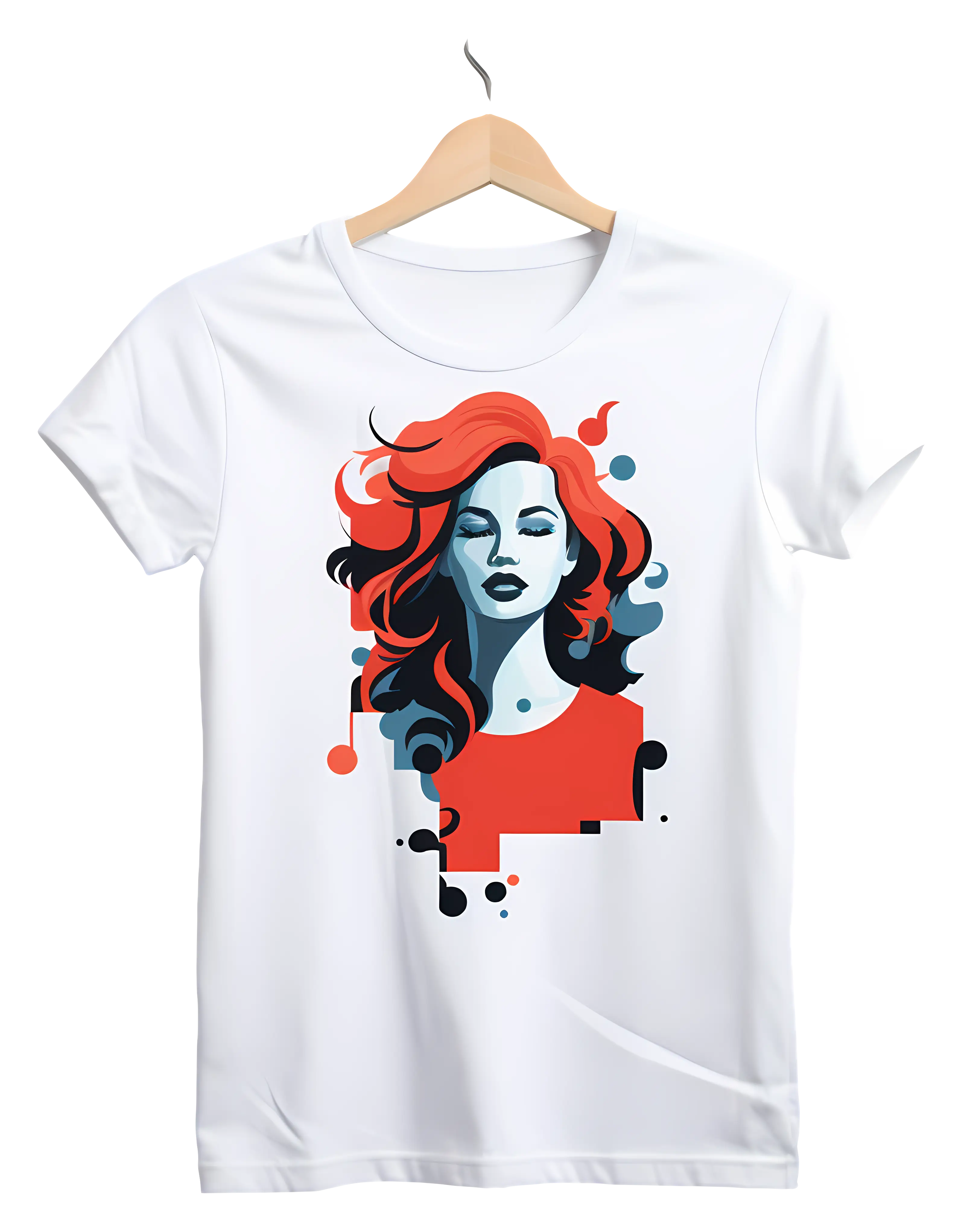 White T-shirt with Woman Illustration