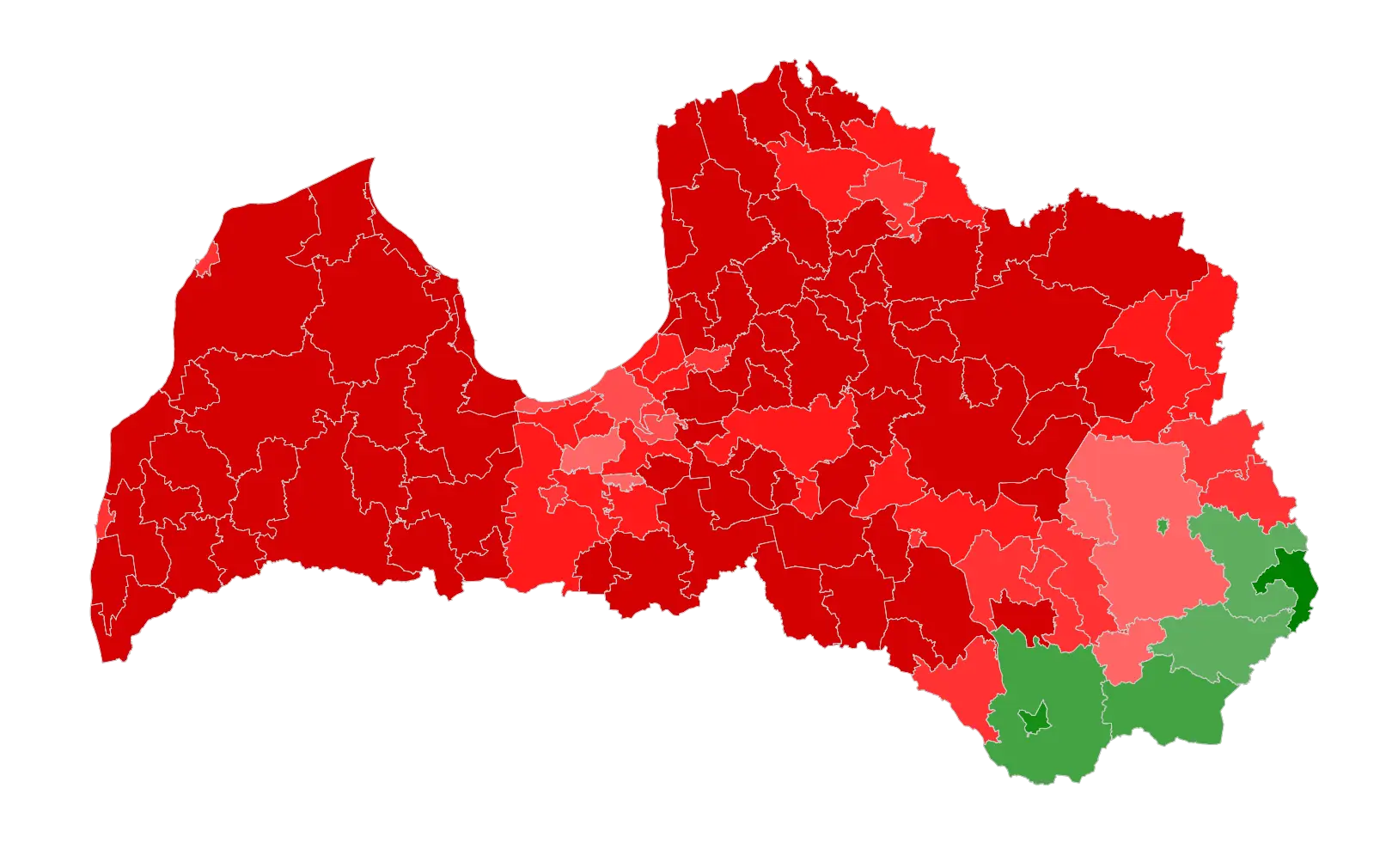 Political Map of Latvia with Regional Colors