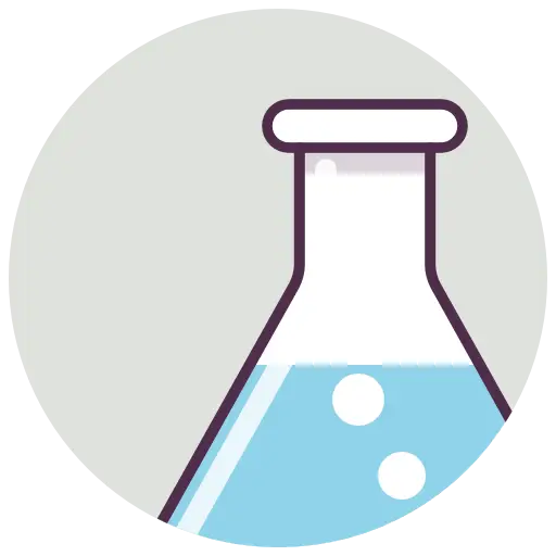 Chemical Flask Icon with Blue Liquid