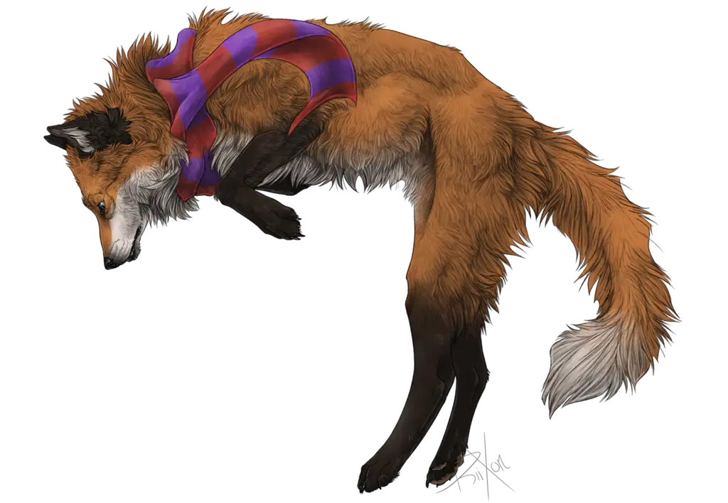 Fox Wearing a Purple Scarf
