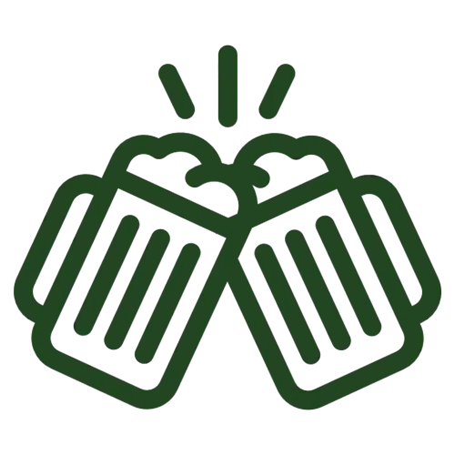 Green Icon of Clinking Beer Mugs for Celebration