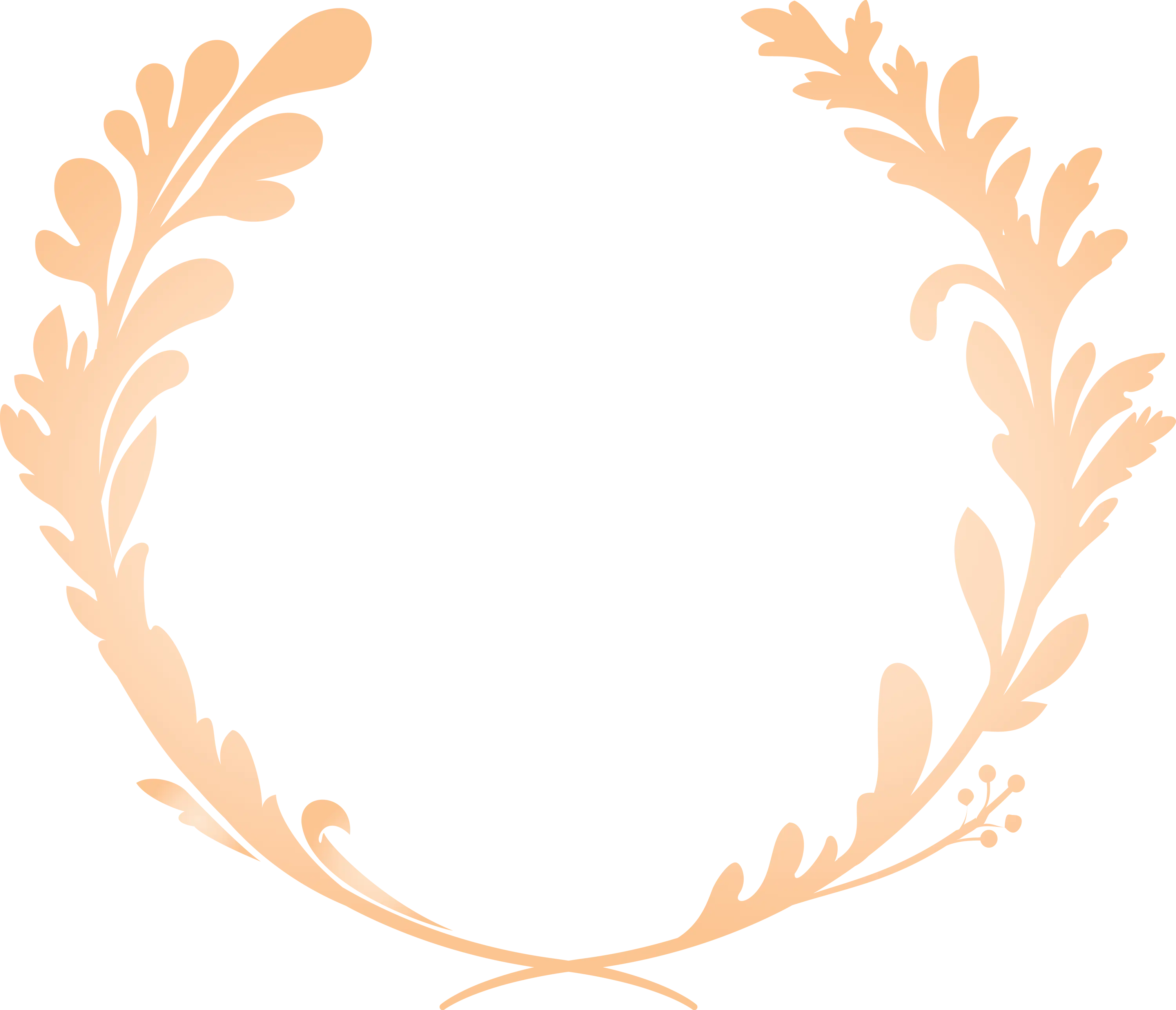 Orange Laurel Wreath Decorative Design