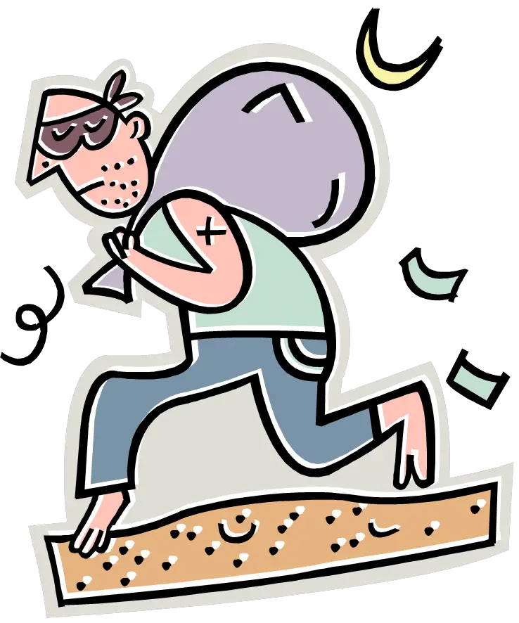 Cartoon Thief with Money Bag