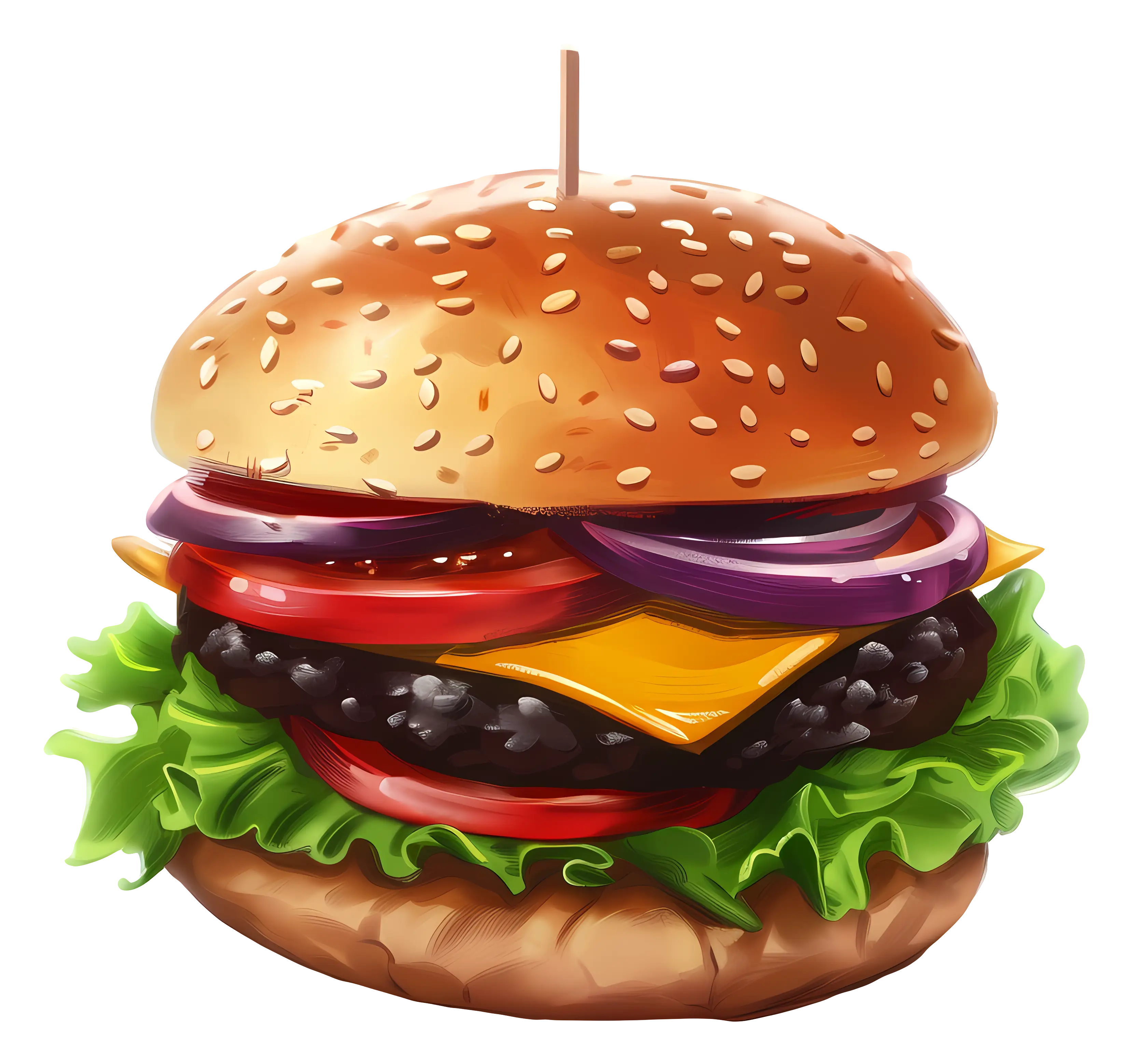 Delicious Hamburger with Layered Toppings