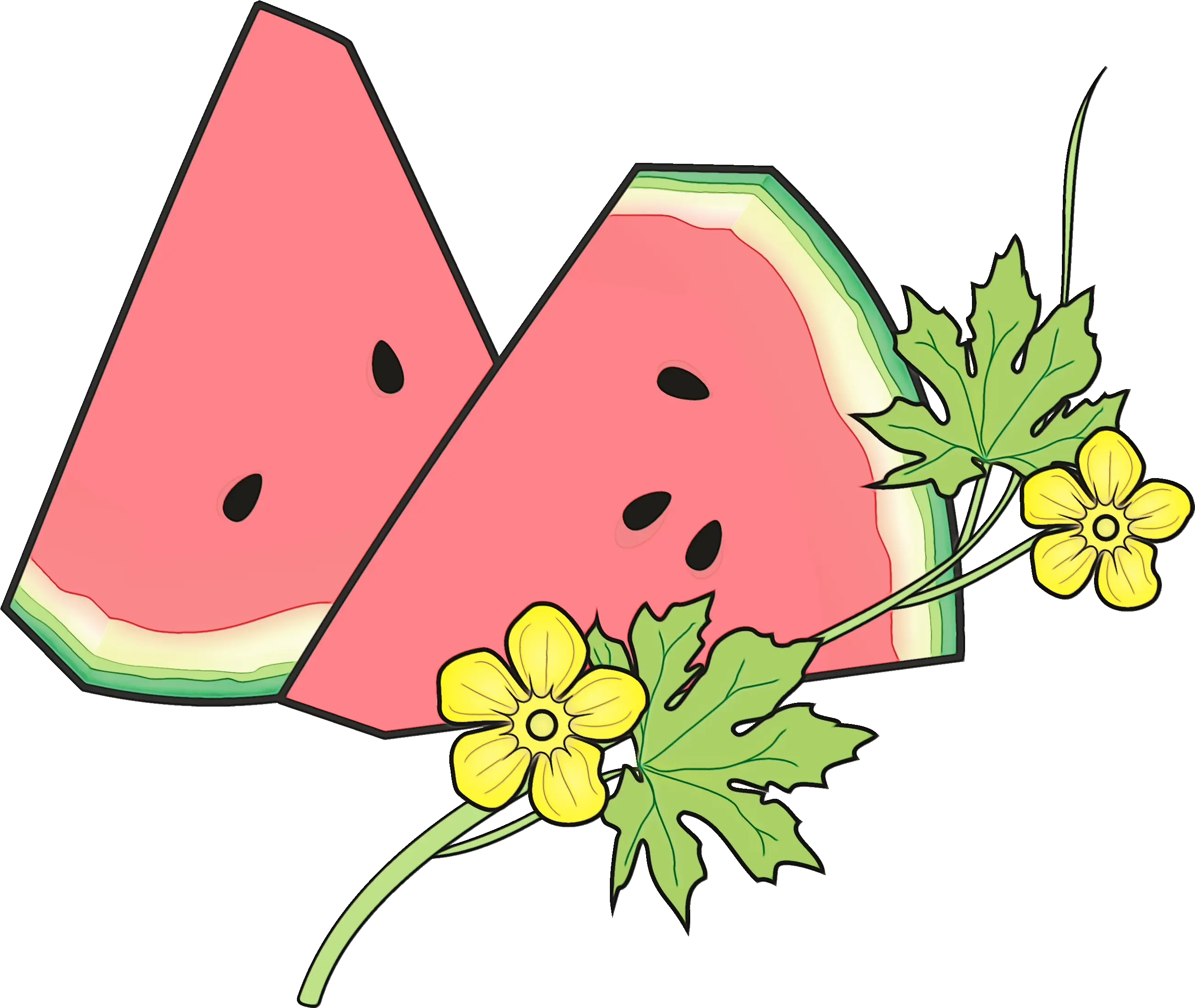 Juicy Watermelon Slices with Floral Design