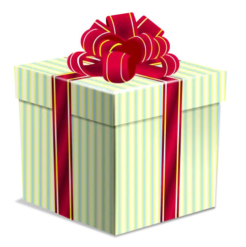 Striped Gift Box with Red Ribbon