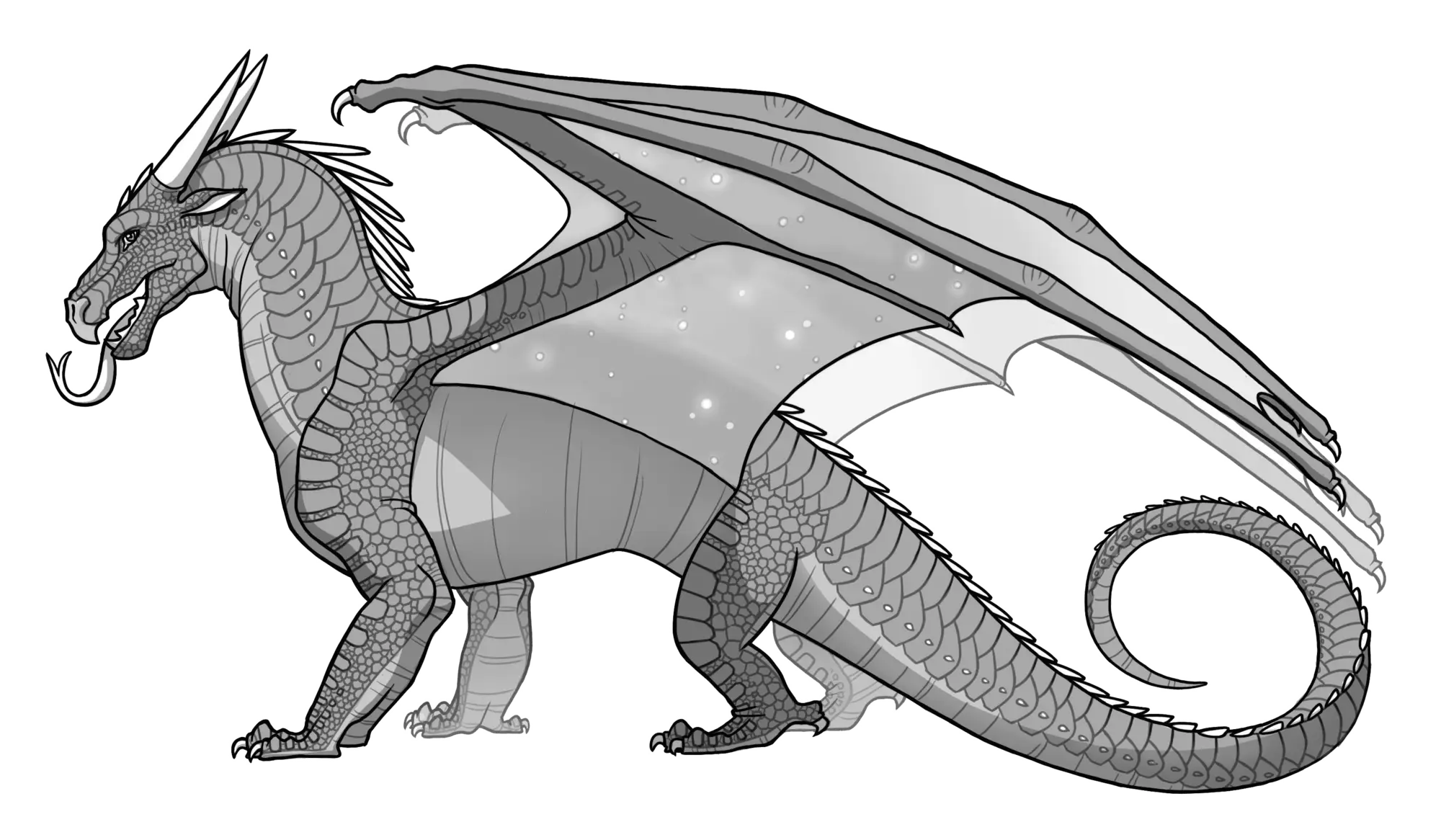 Black and Gray Dragon Illustration in Fantasy Style