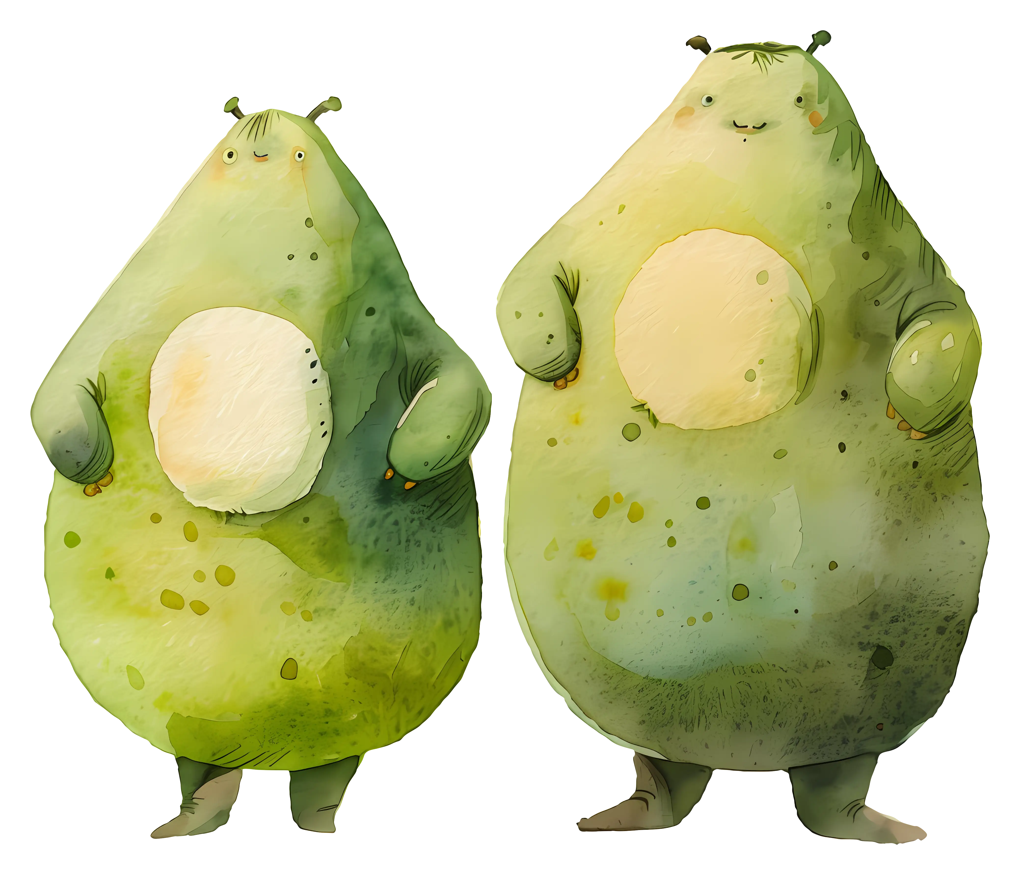 Cute Green Cartoon Creatures
