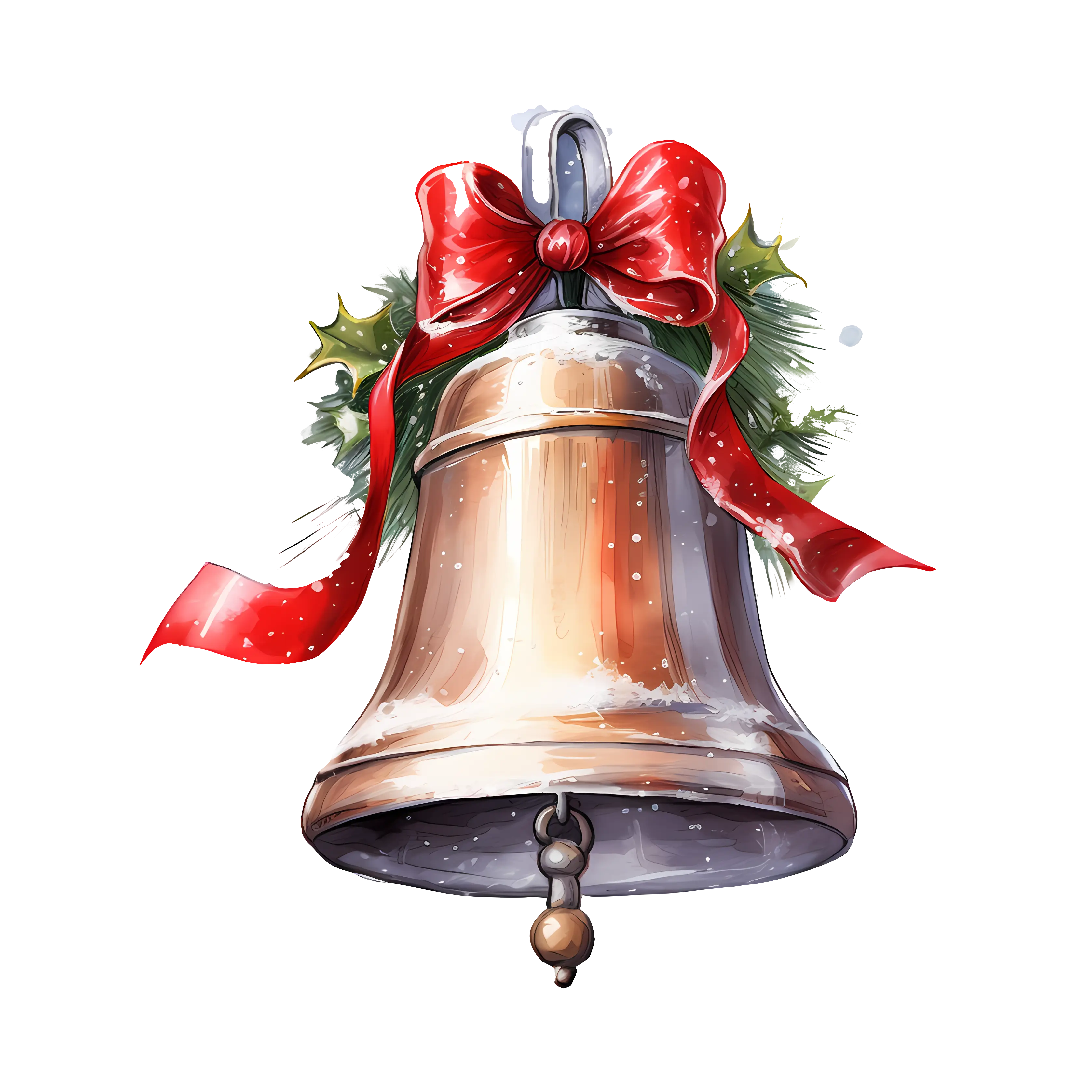 Christmas Bell with Bow and Greenery