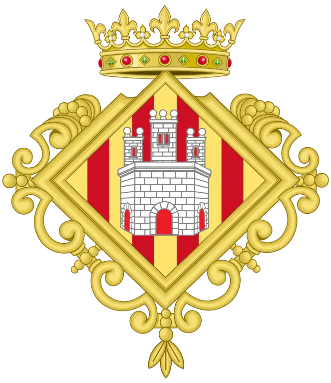 Golden Heraldic Crest with Crown and Ornamentation