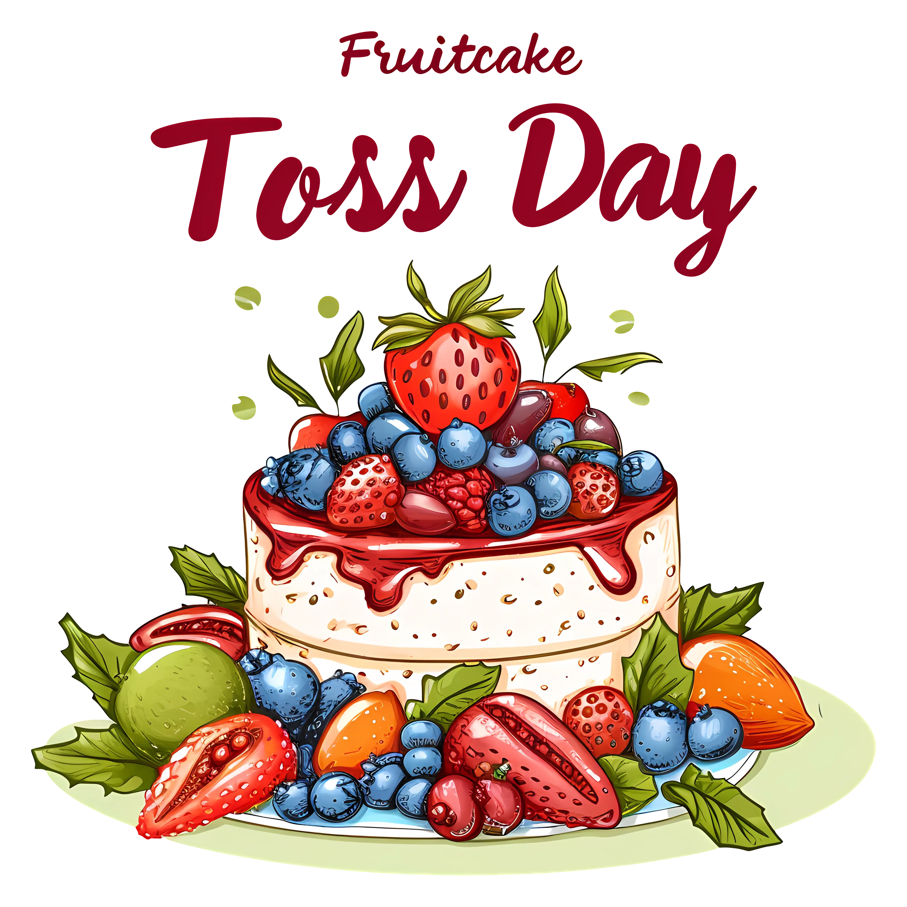 Fruitcake Toss Day Cake with Berries