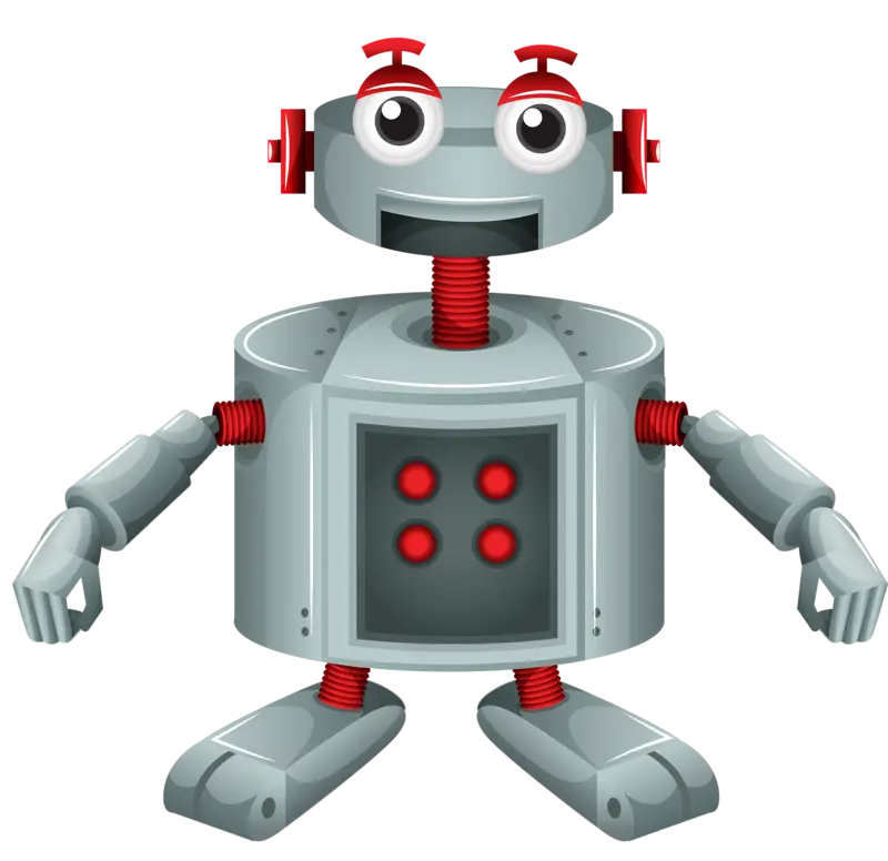 Red-Eyed Boxy Robot Cartoon Illustration