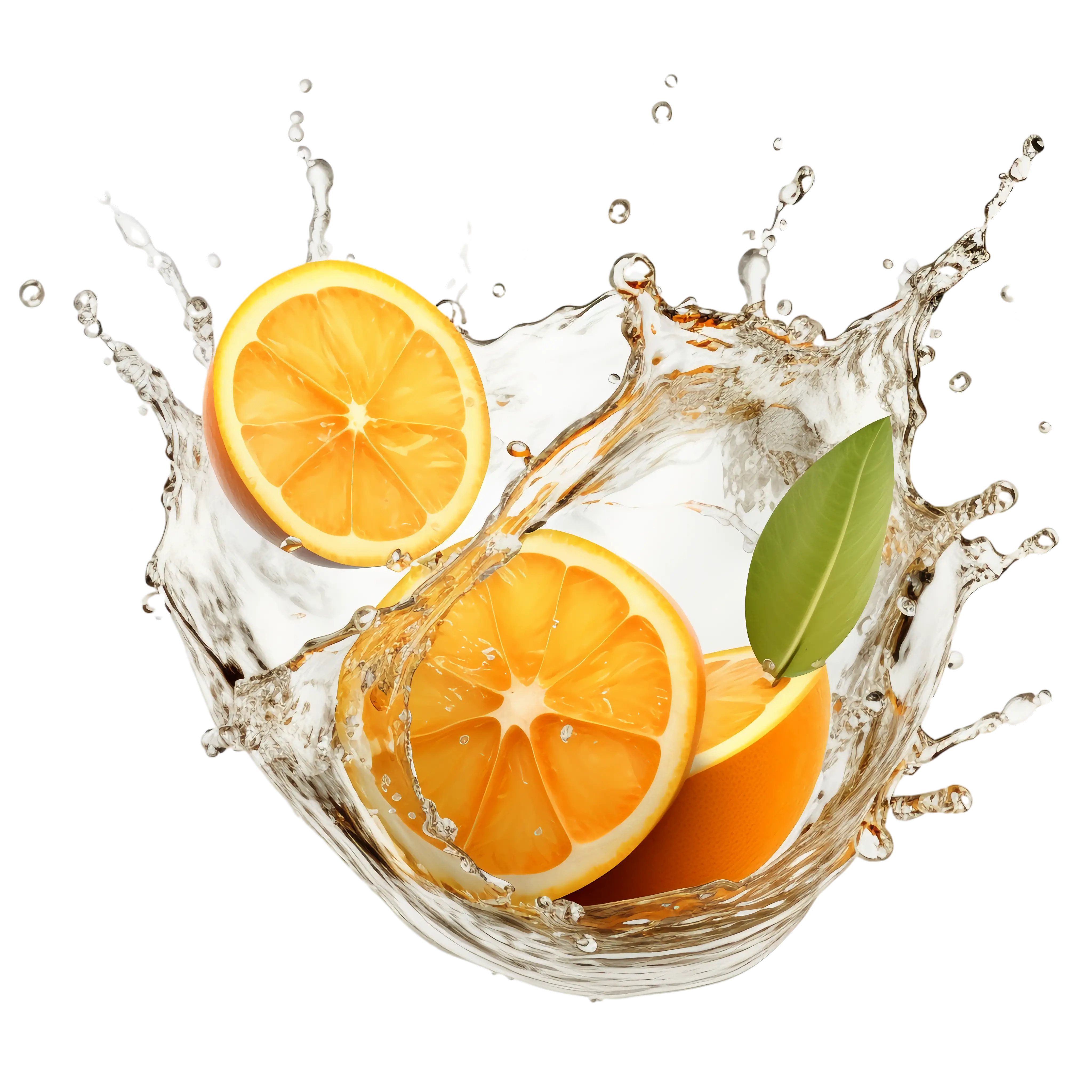 Orange Slices Splashing in Water