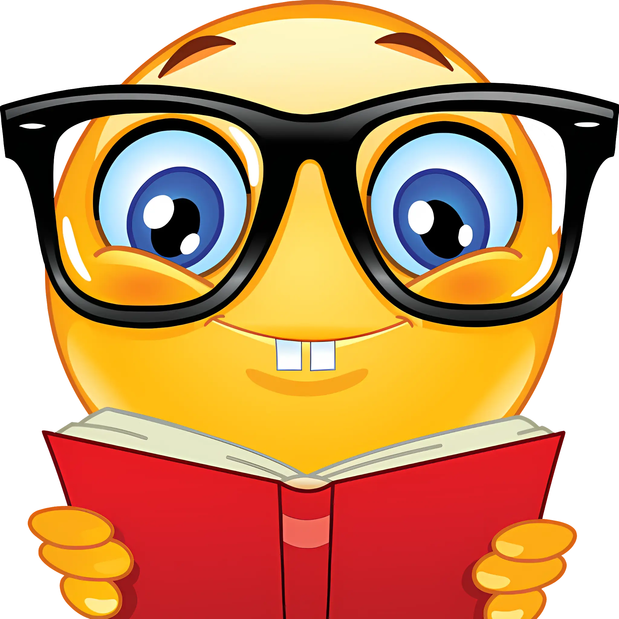 Smiley Face with Glasses Reading Book