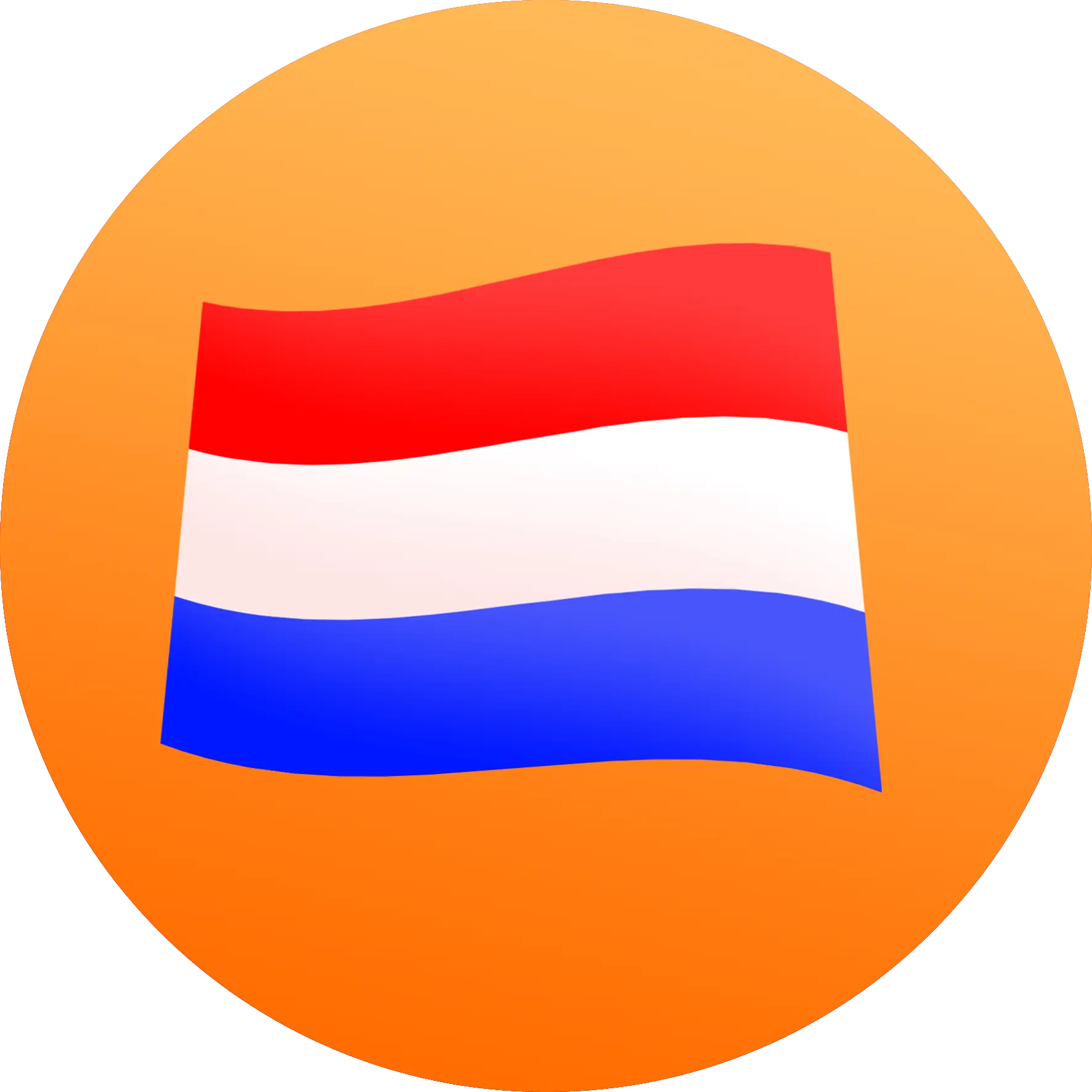 Netherlands Flag Icon on Circular Orange Background