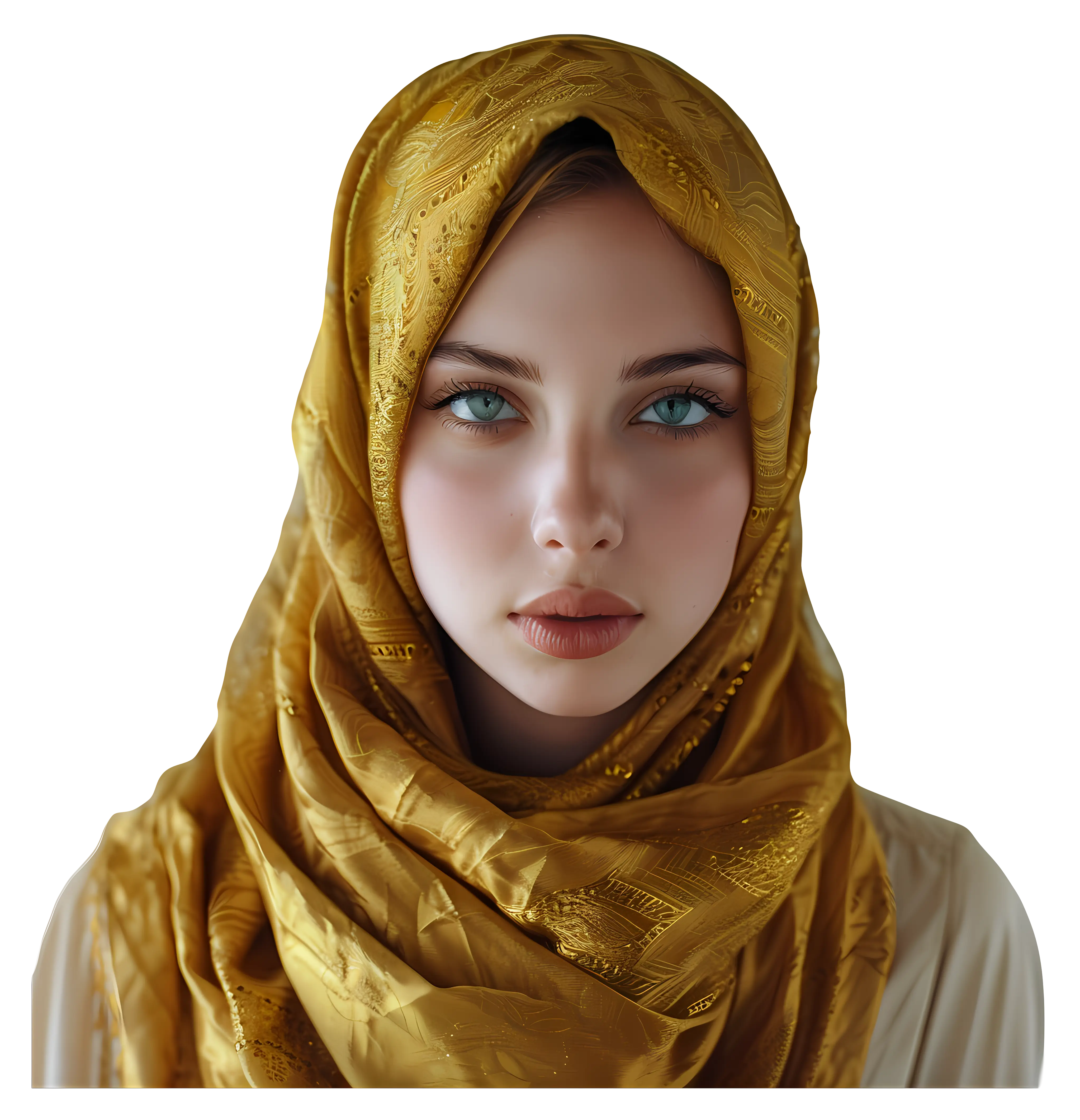 Woman Wearing a Golden Hijab