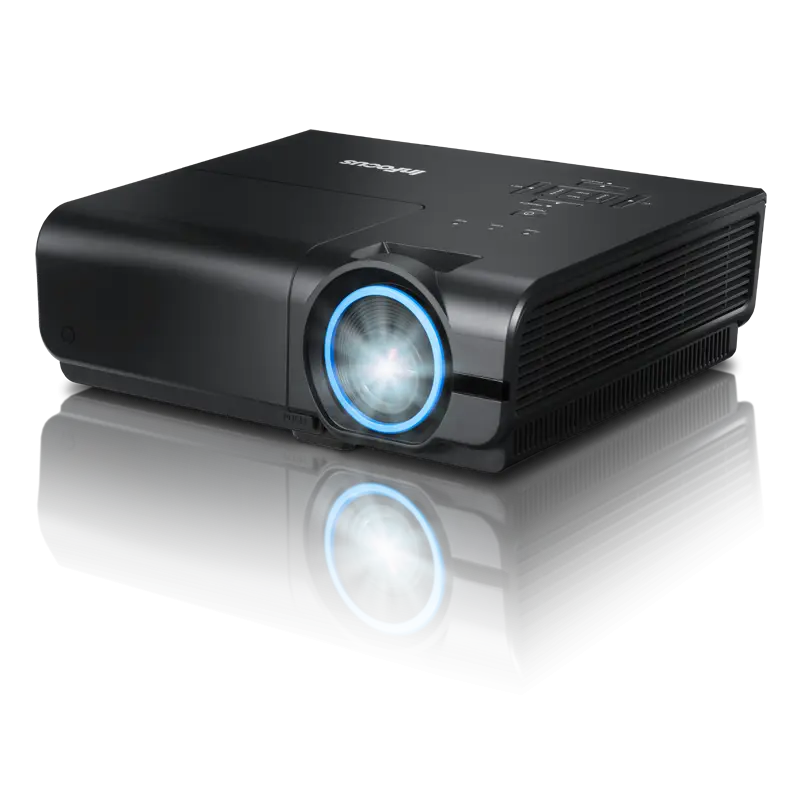 Black Projector Illustration with Blue Light