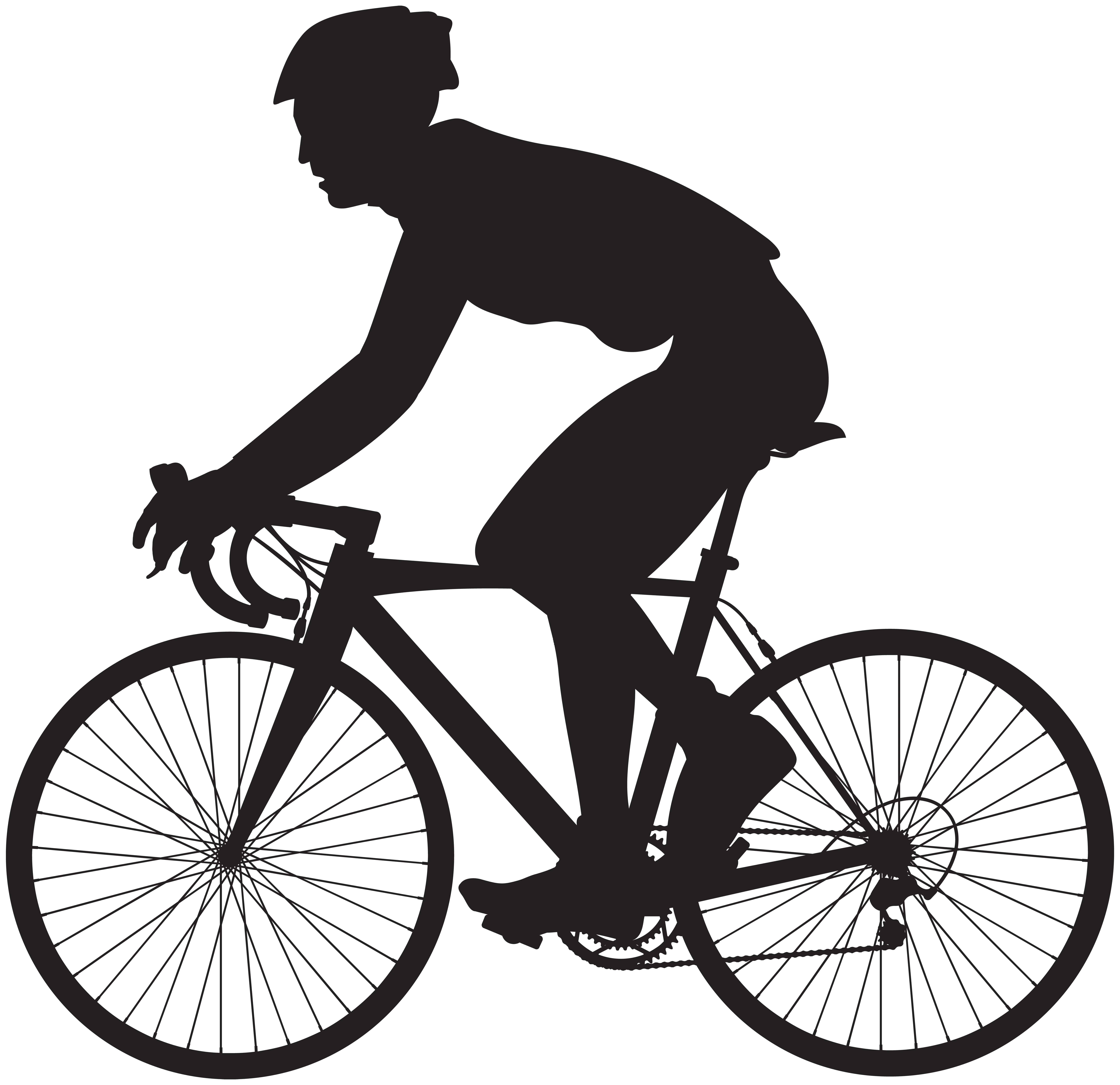Cyclist Silhouette on Bicycle