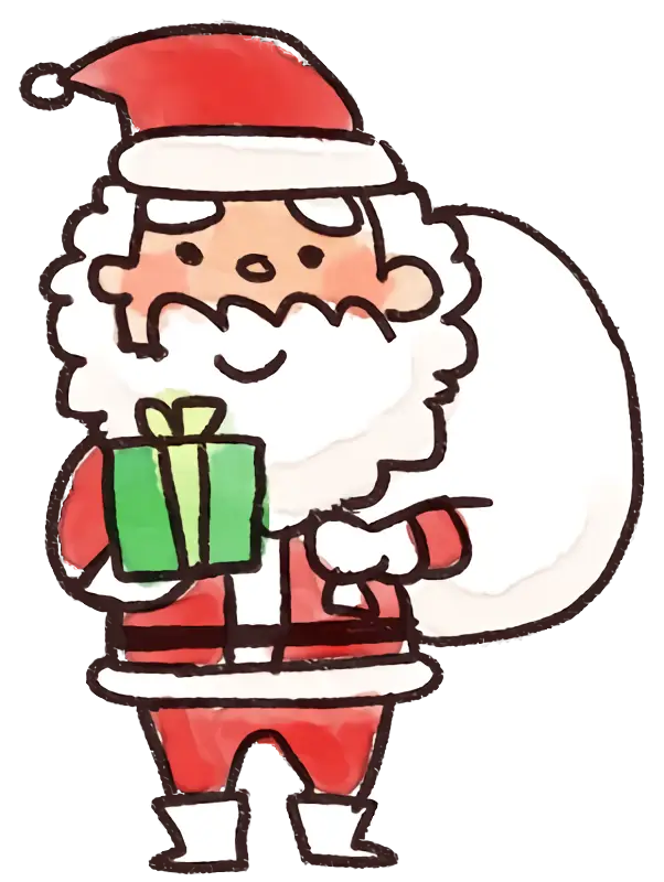Santa Claus Holding a Gift for Christmas
