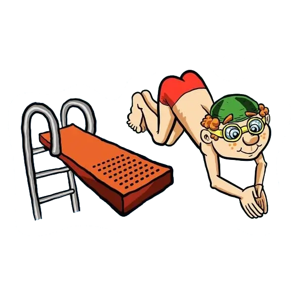 Cartoon Diver on Diving Board