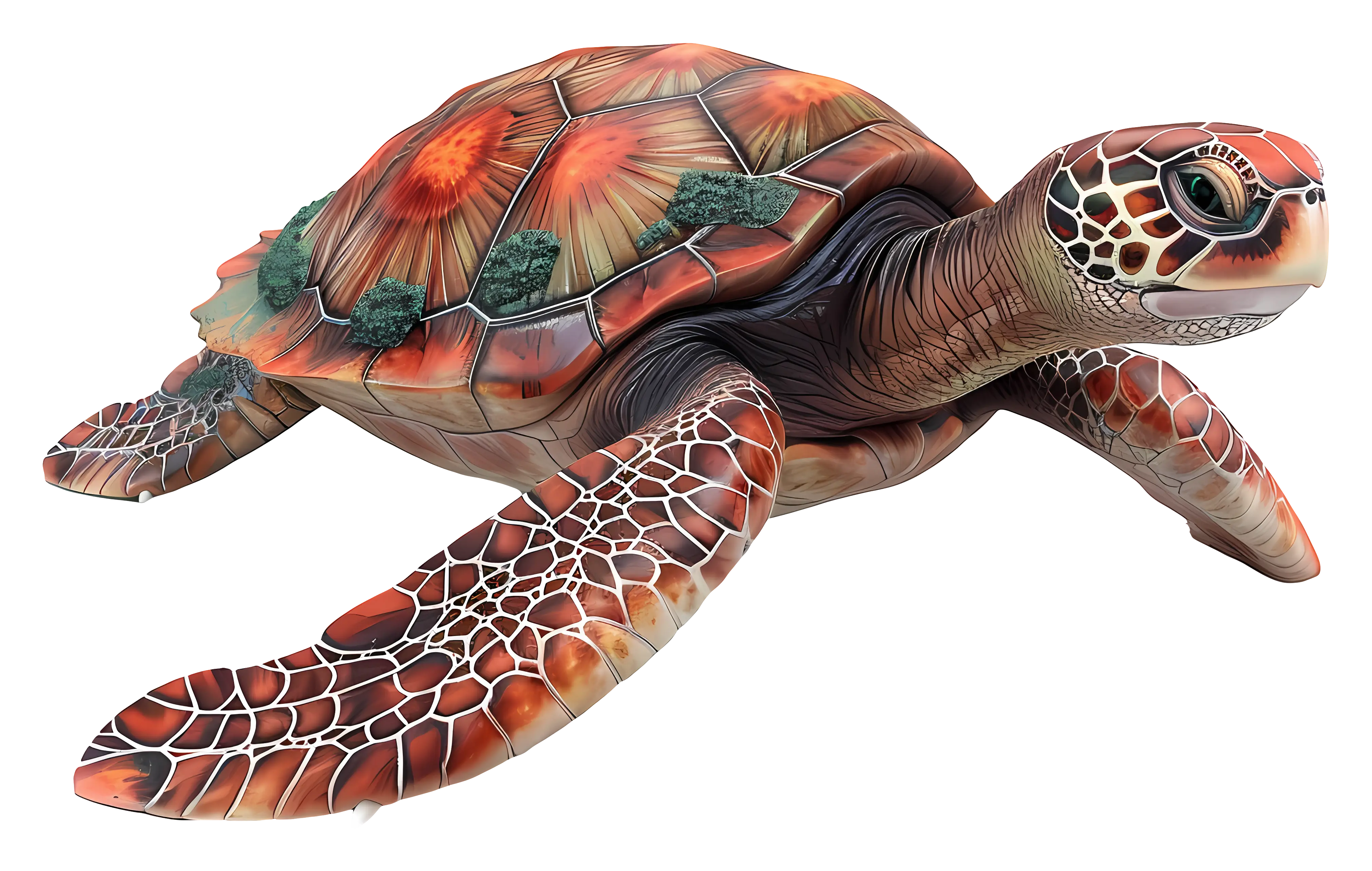 Colorful Sea Turtle in Marine Style