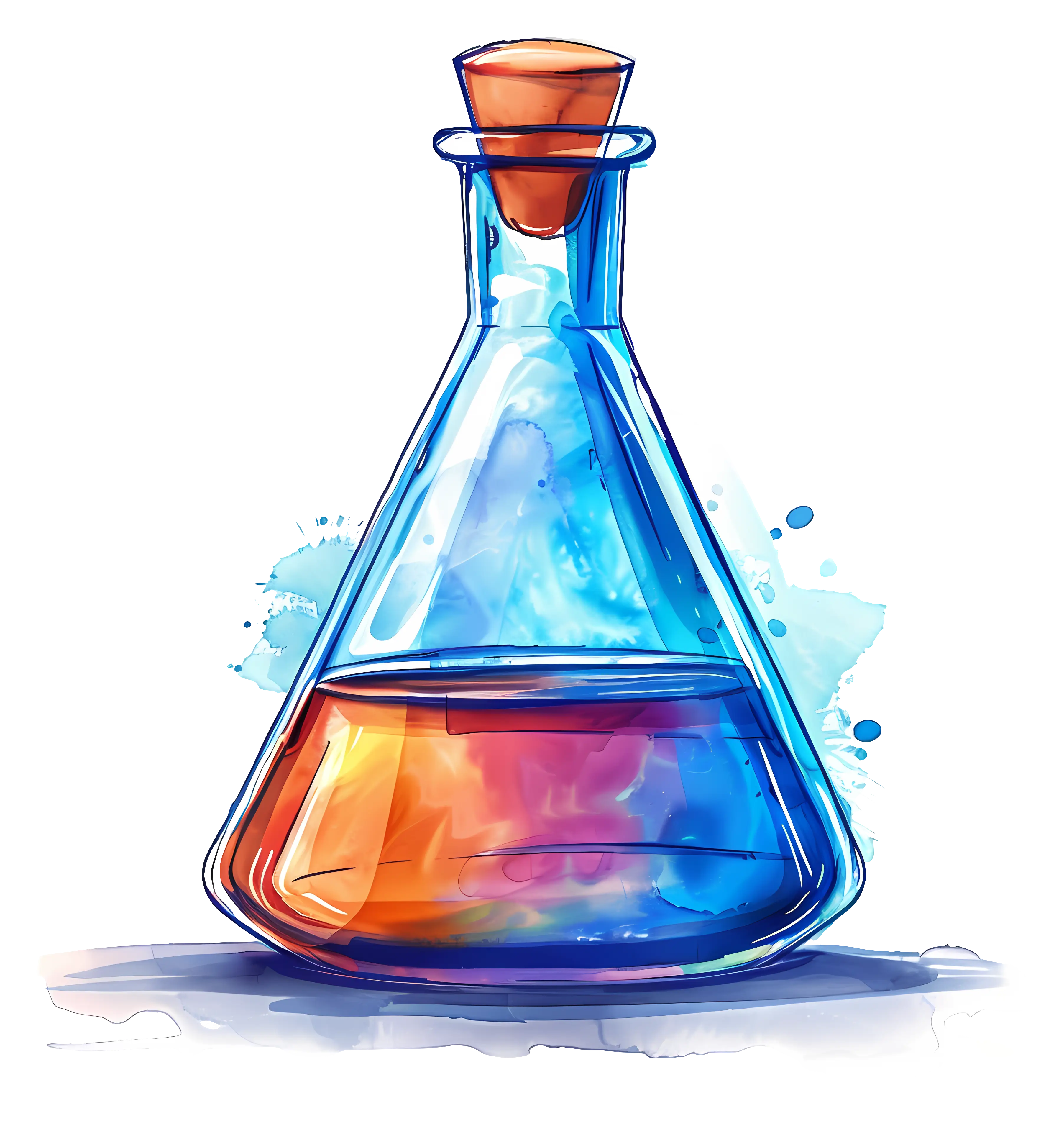 Colorful Flask Watercolor Illustration