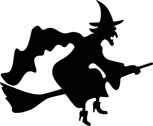 Silhouette of a Witch Riding a Broomstick