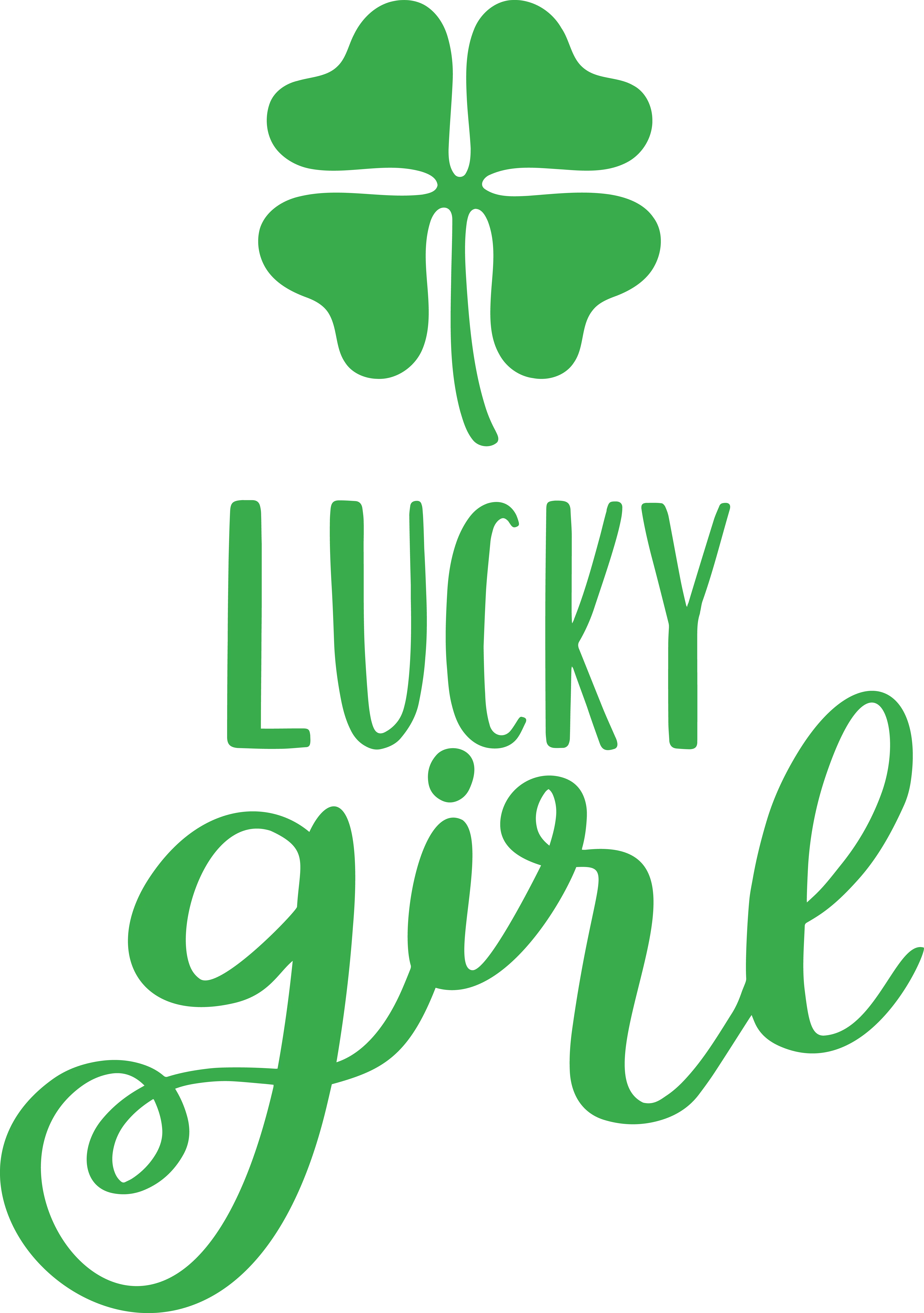 Lucky Girl St. Patrick&#039;s Day Design with Four-leaf Clover