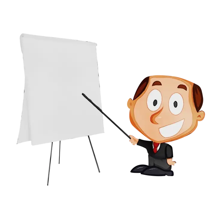 Cartoon Presenter with Whiteboard and Pointer