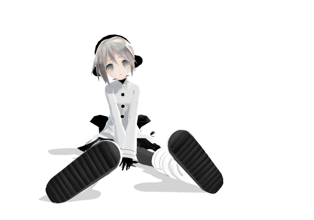 Anime Character Sitting in Black and White