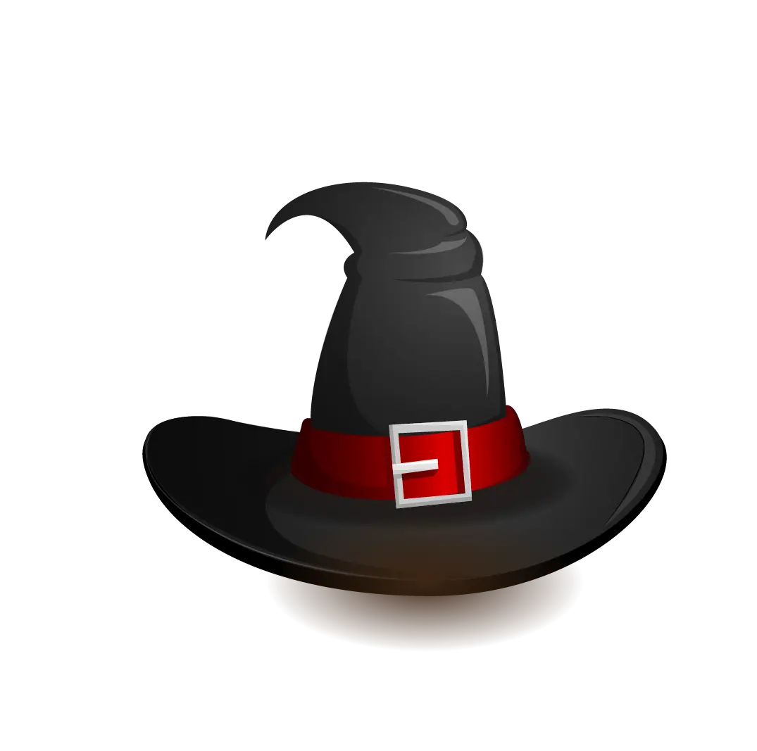 Black Witch Hat with Red Ribbon for Halloween