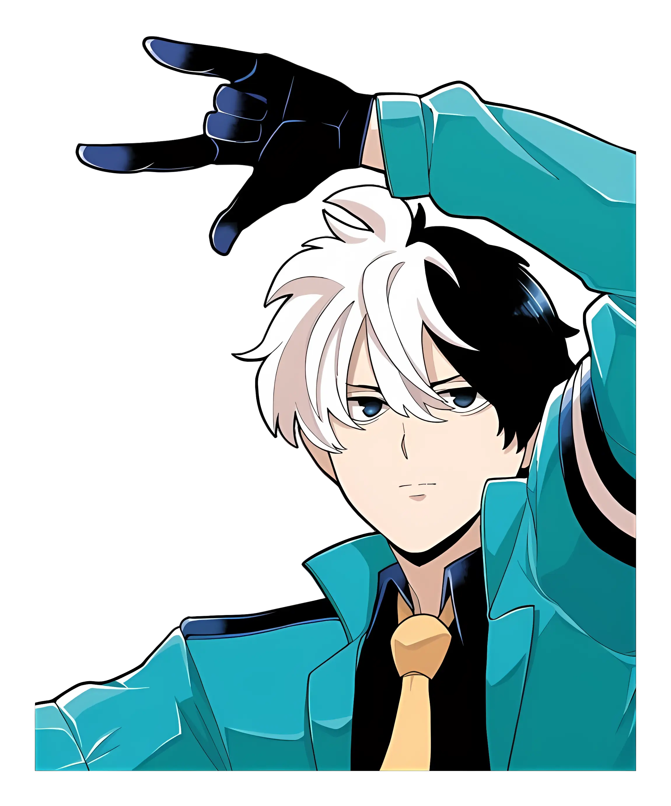Anime Boy with Black and White Hair