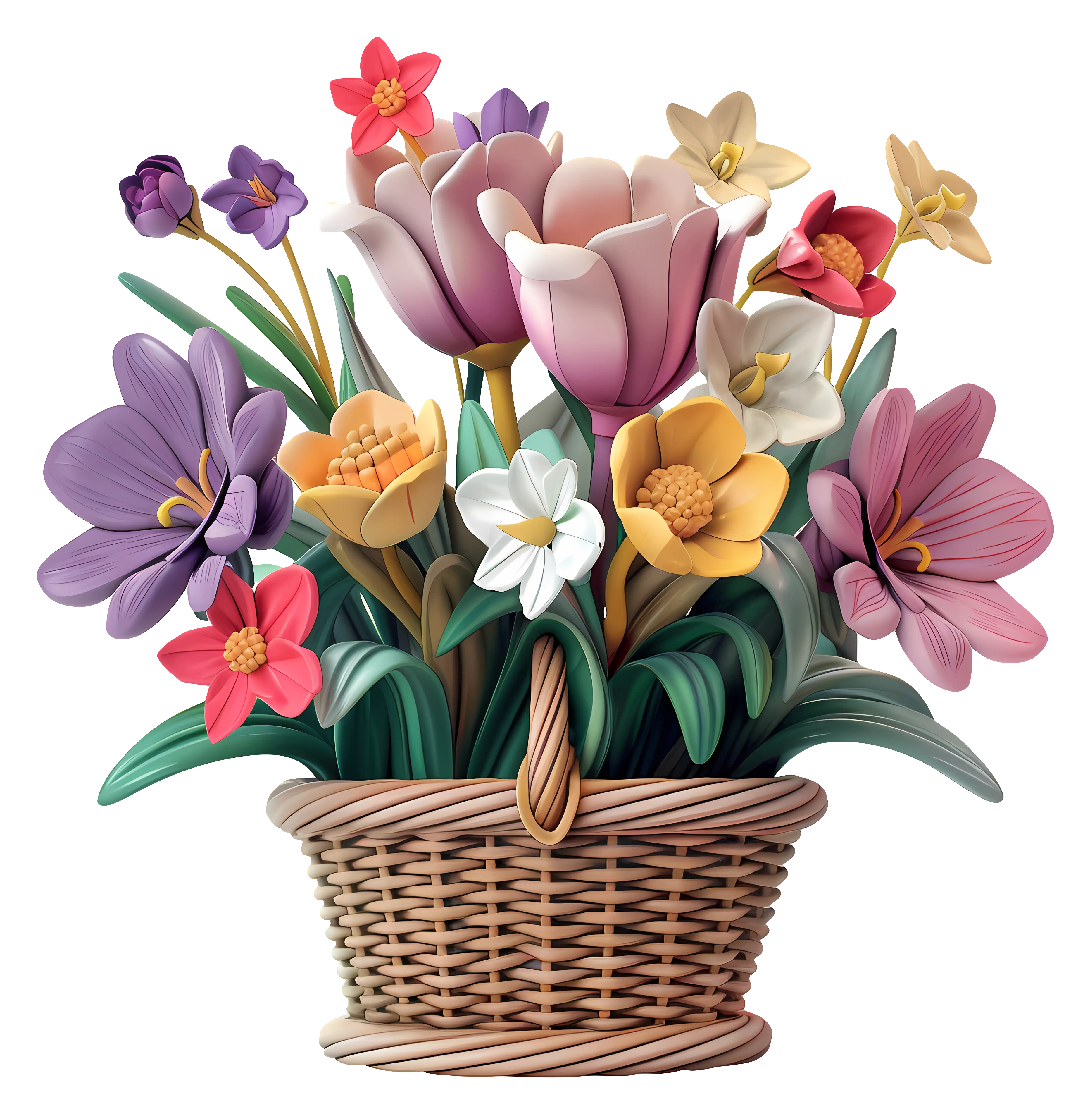 Basket of Colorful Flower Arrangement