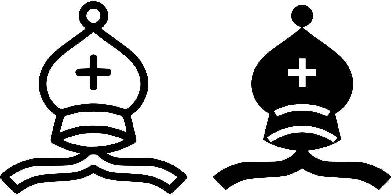 Black and White Bishop Chess Pieces Icons