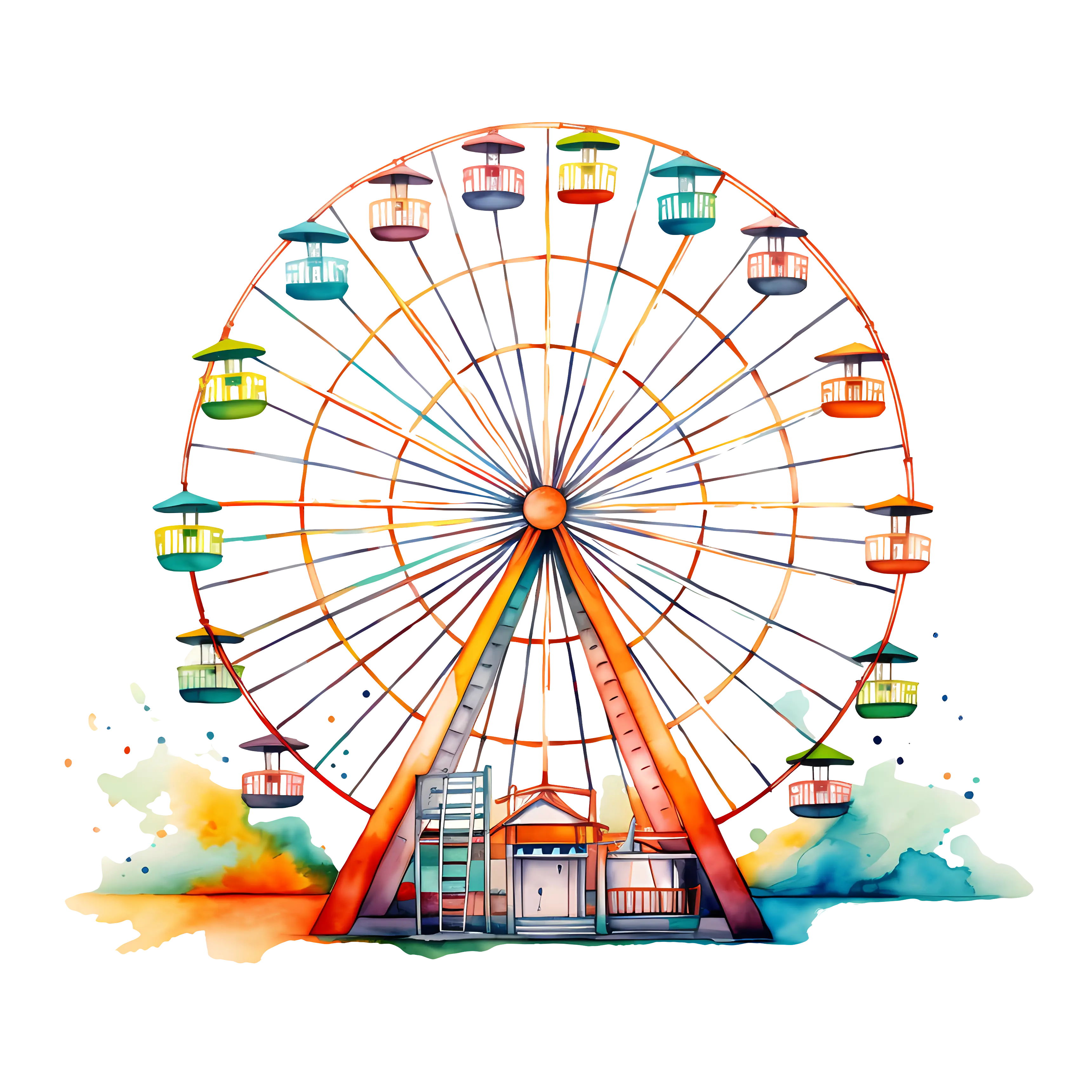 Colorful Ferris Wheel Illustration with Vibrant Design
