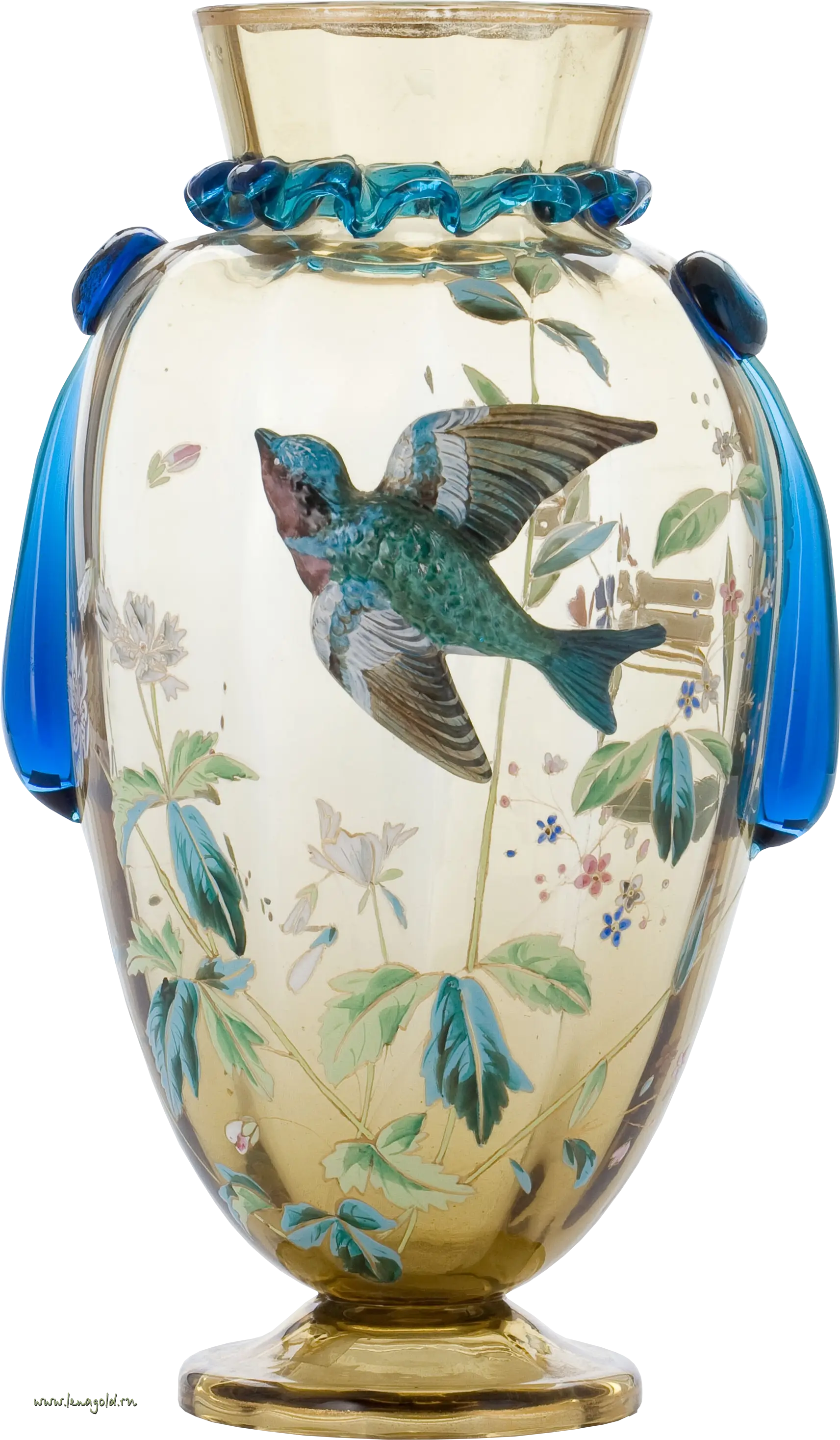 Decorative Vase with Bird and Floral Design