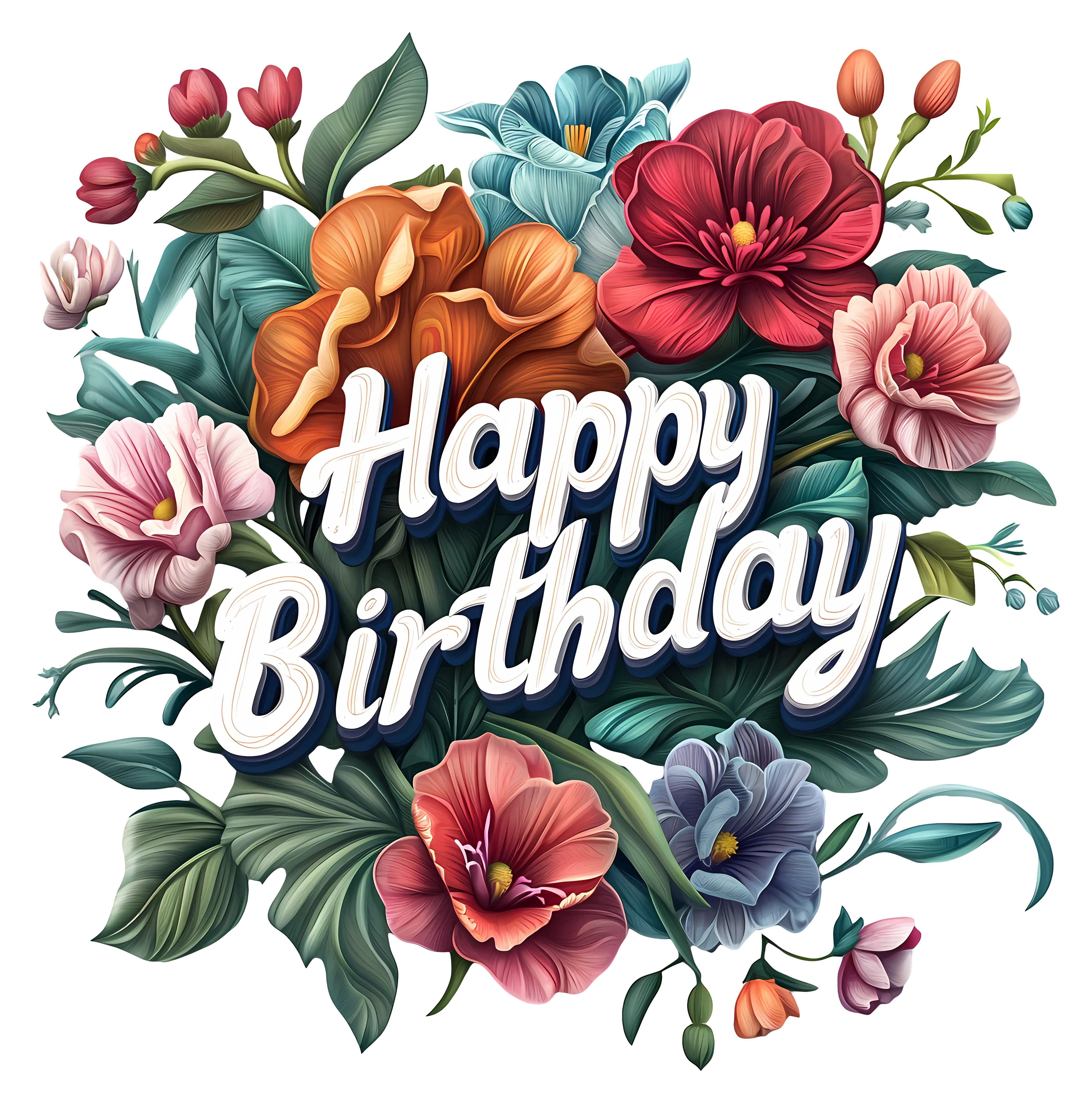 Colorful Floral Birthday Greeting