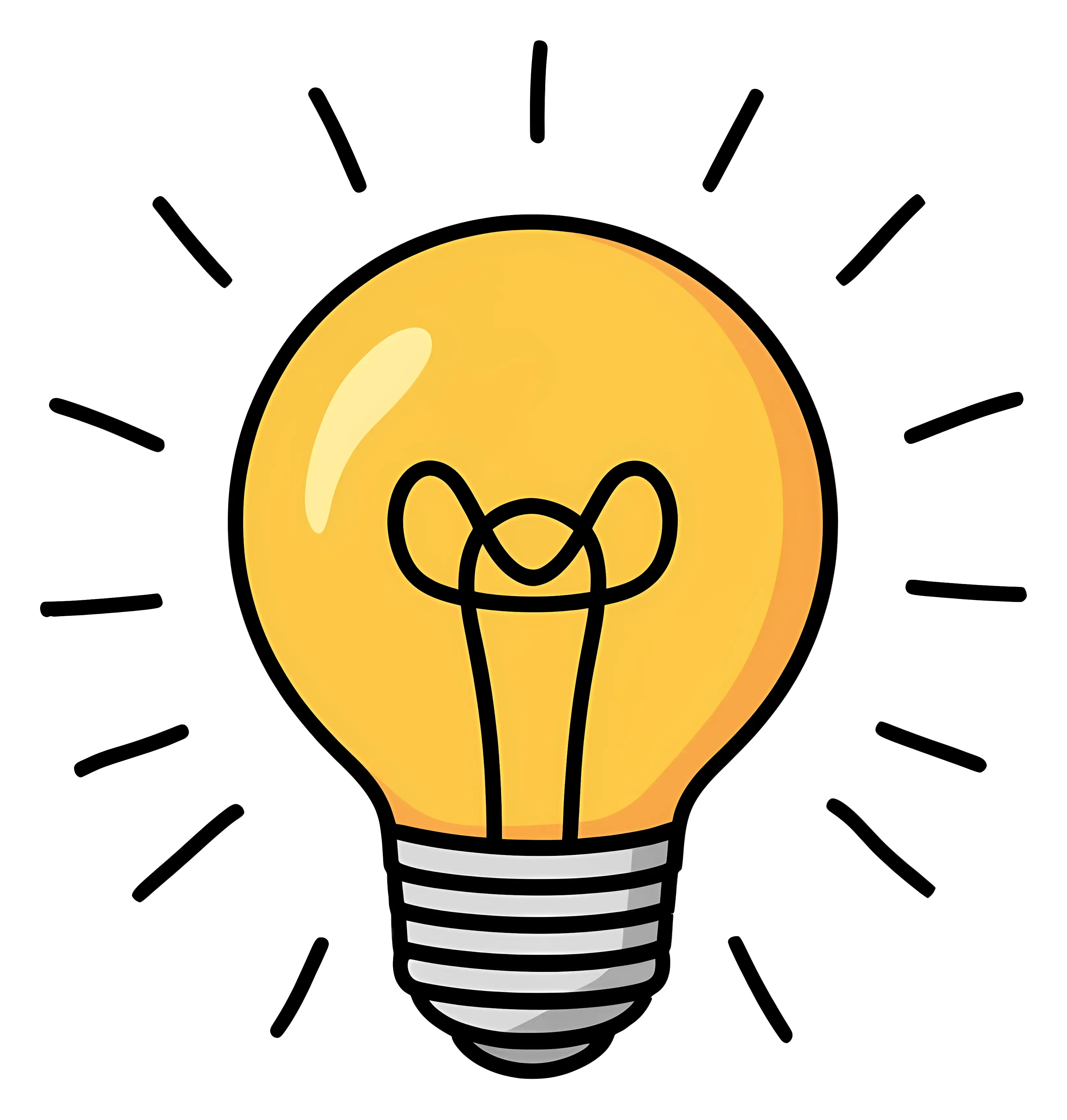 Yellow Light Bulb with Shining Rays Illustration
