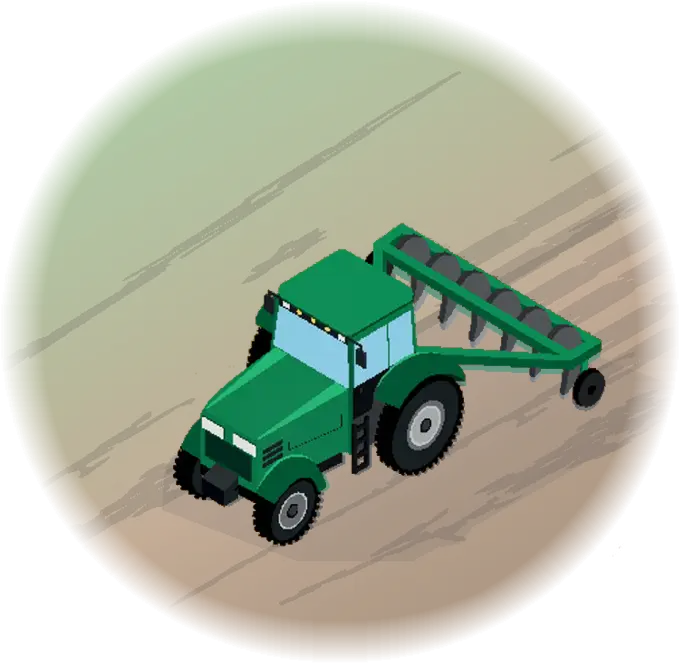 Green Tractor in Field