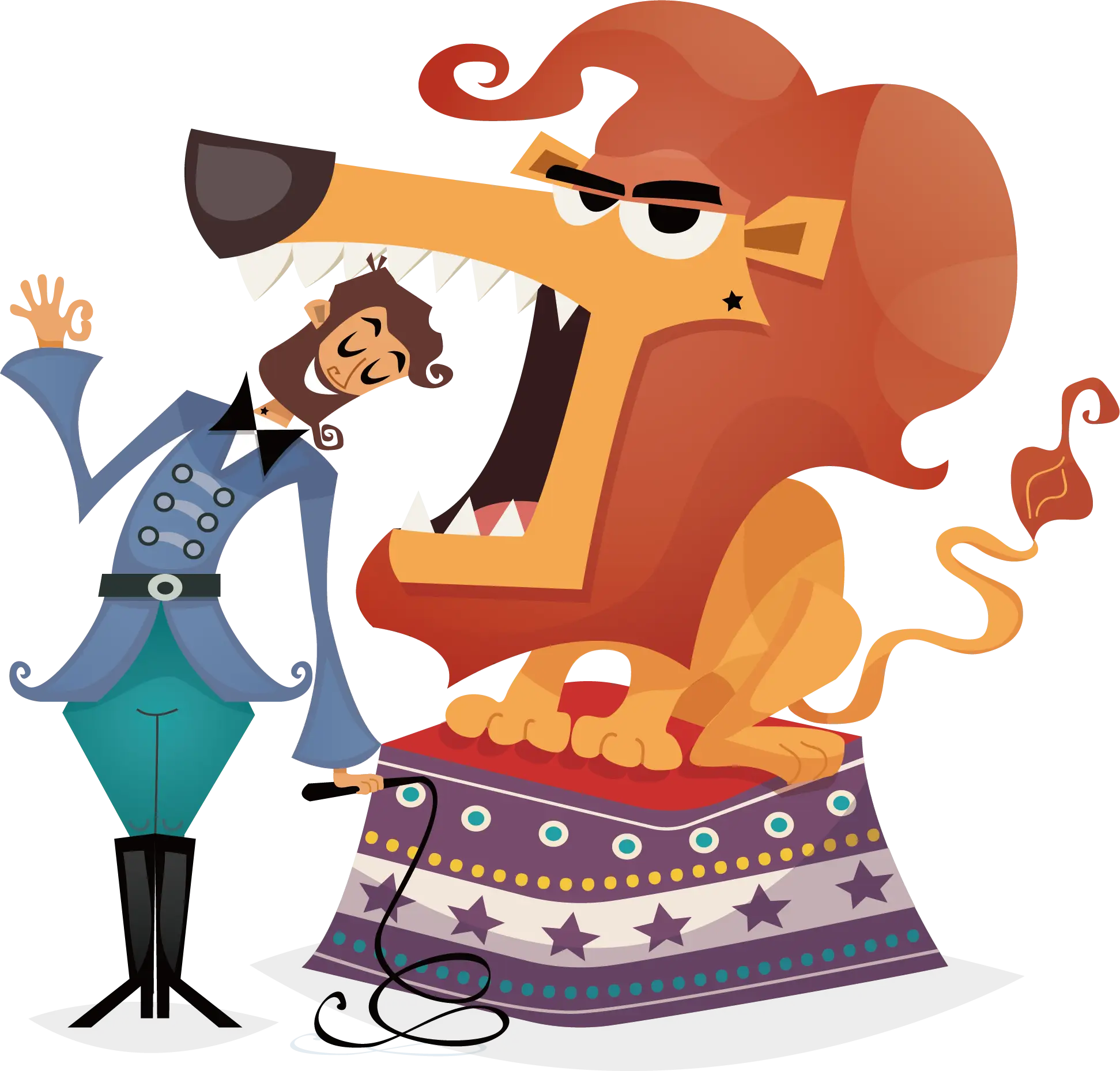 Lion Tamer Cartoon in a Circus