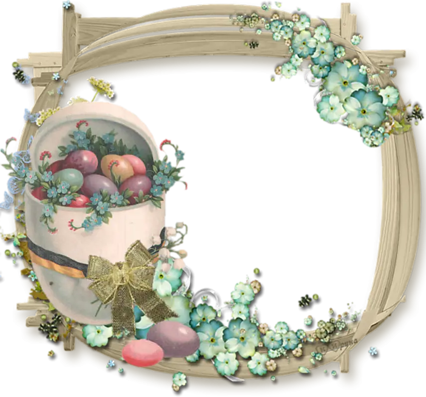 Easter Egg Decoration with Flowers and Frame