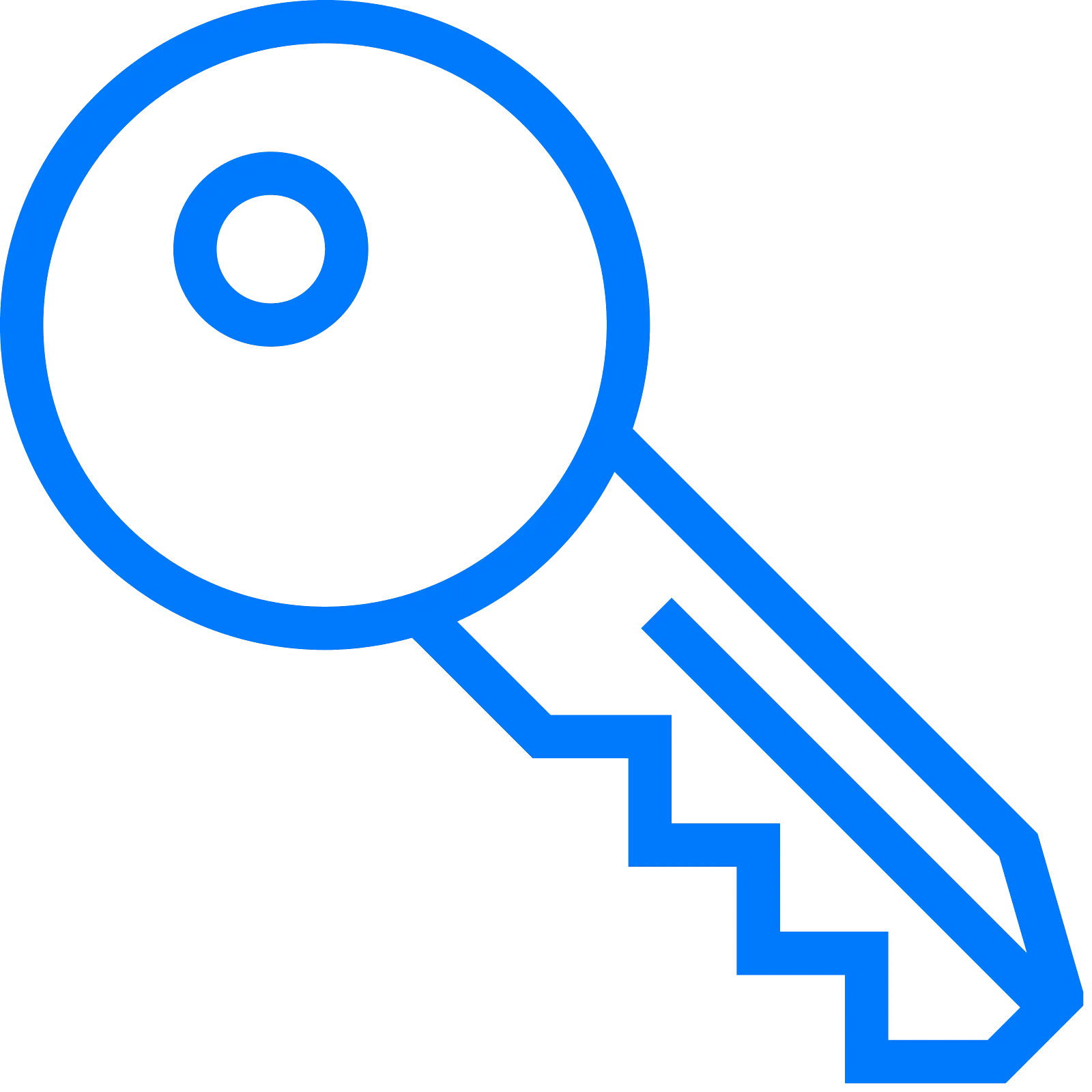 Blue Key Icon in Minimalist Line Style