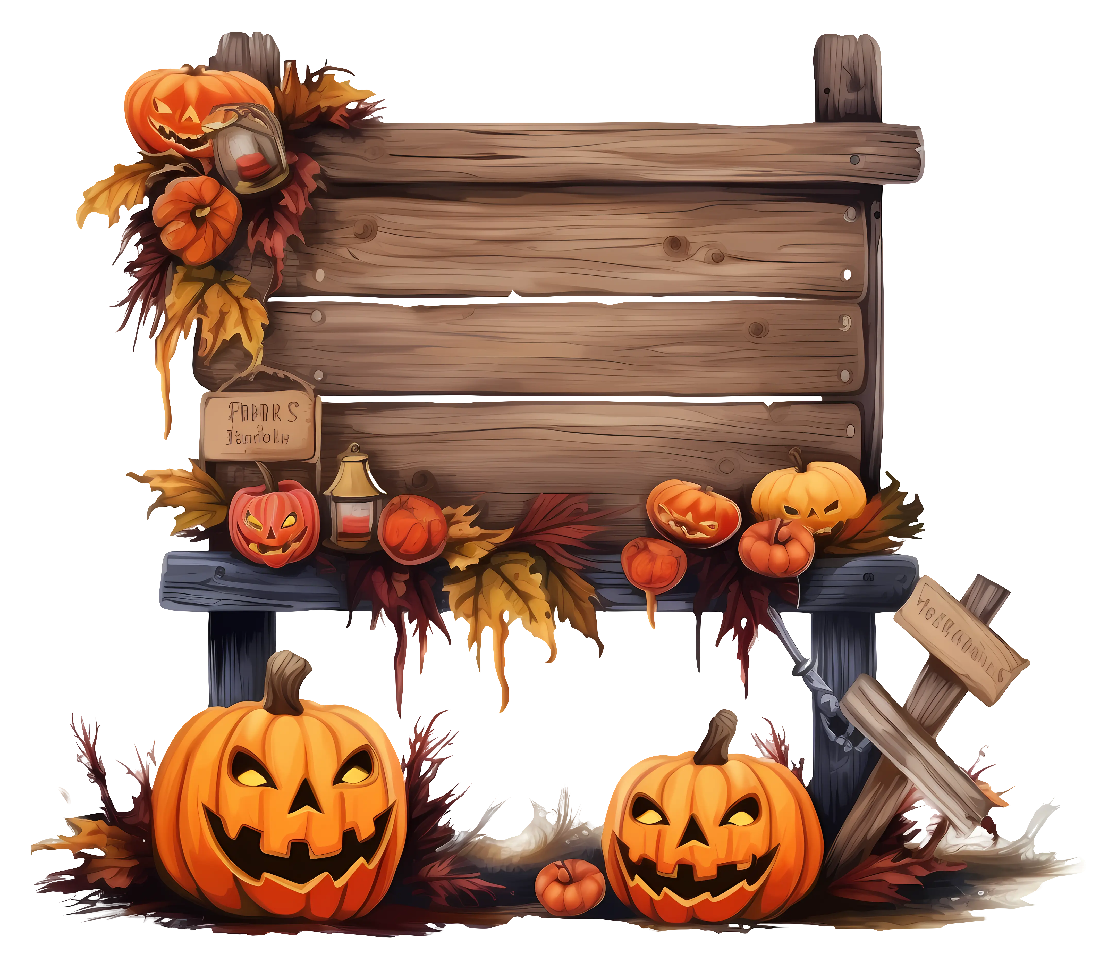 Halloween Wooden Sign with Pumpkin Decorations