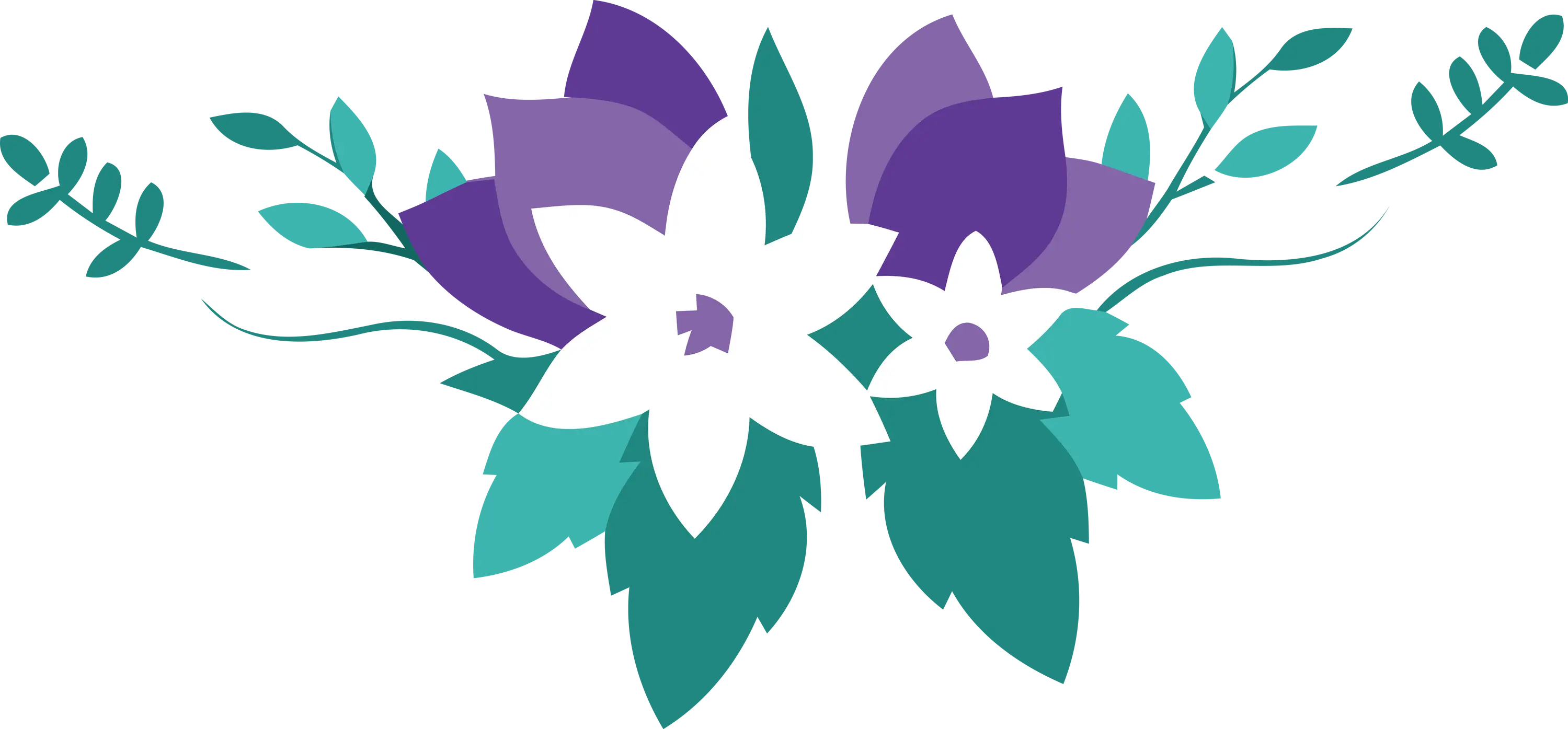 Purple and Green Floral Illustration