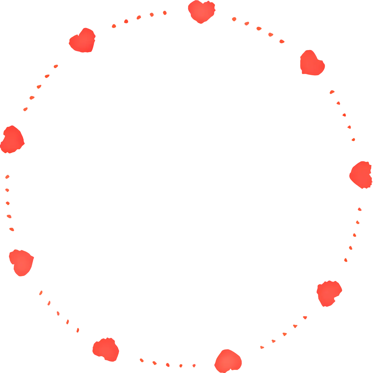 Circle of Red Hearts Decoration