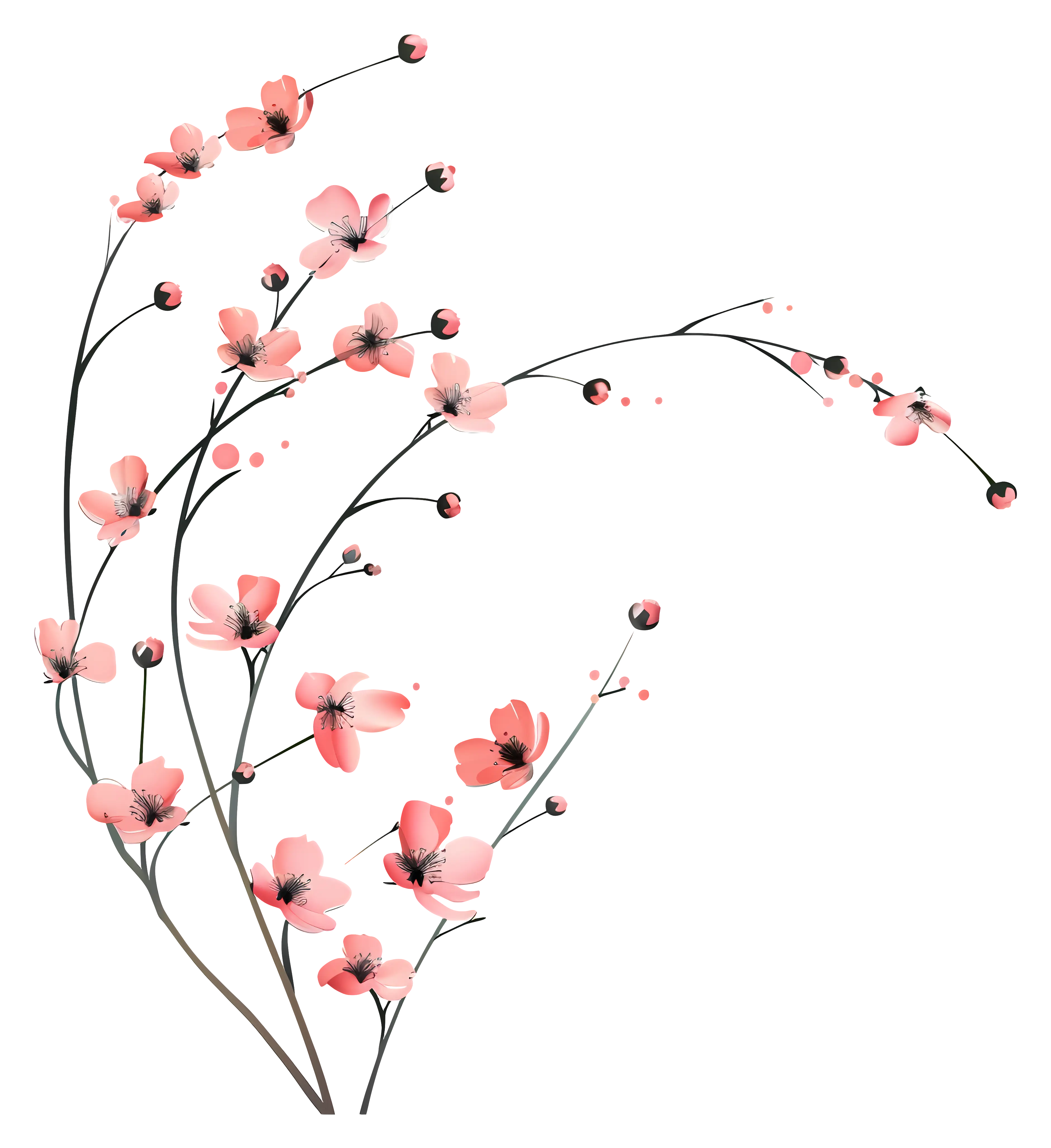 Beautiful Cherry Blossoms on Branch