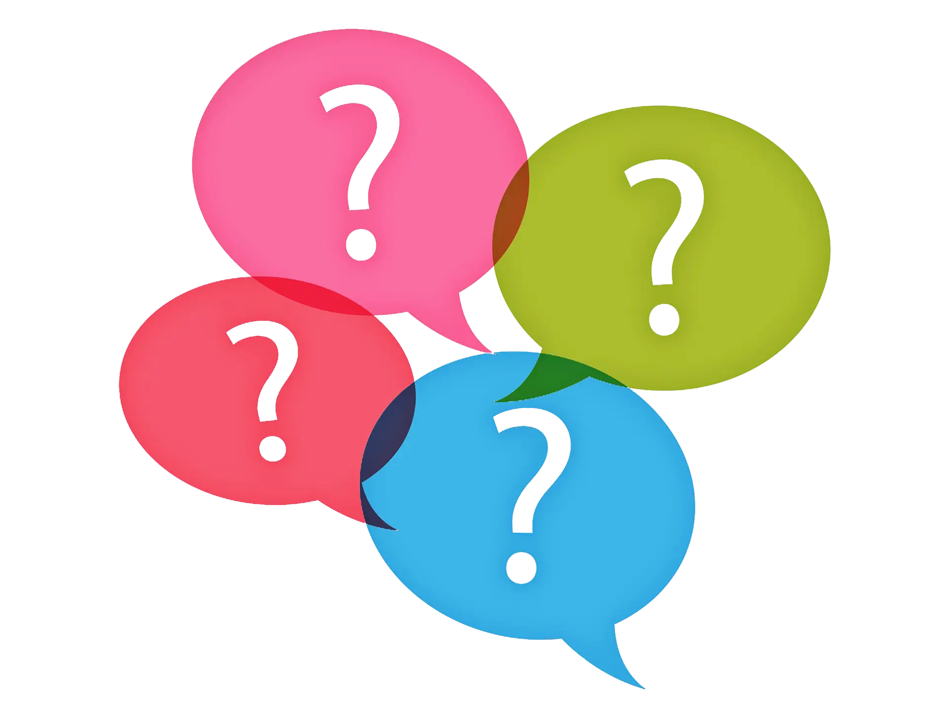 Colorful Question Marks in Speech Bubbles