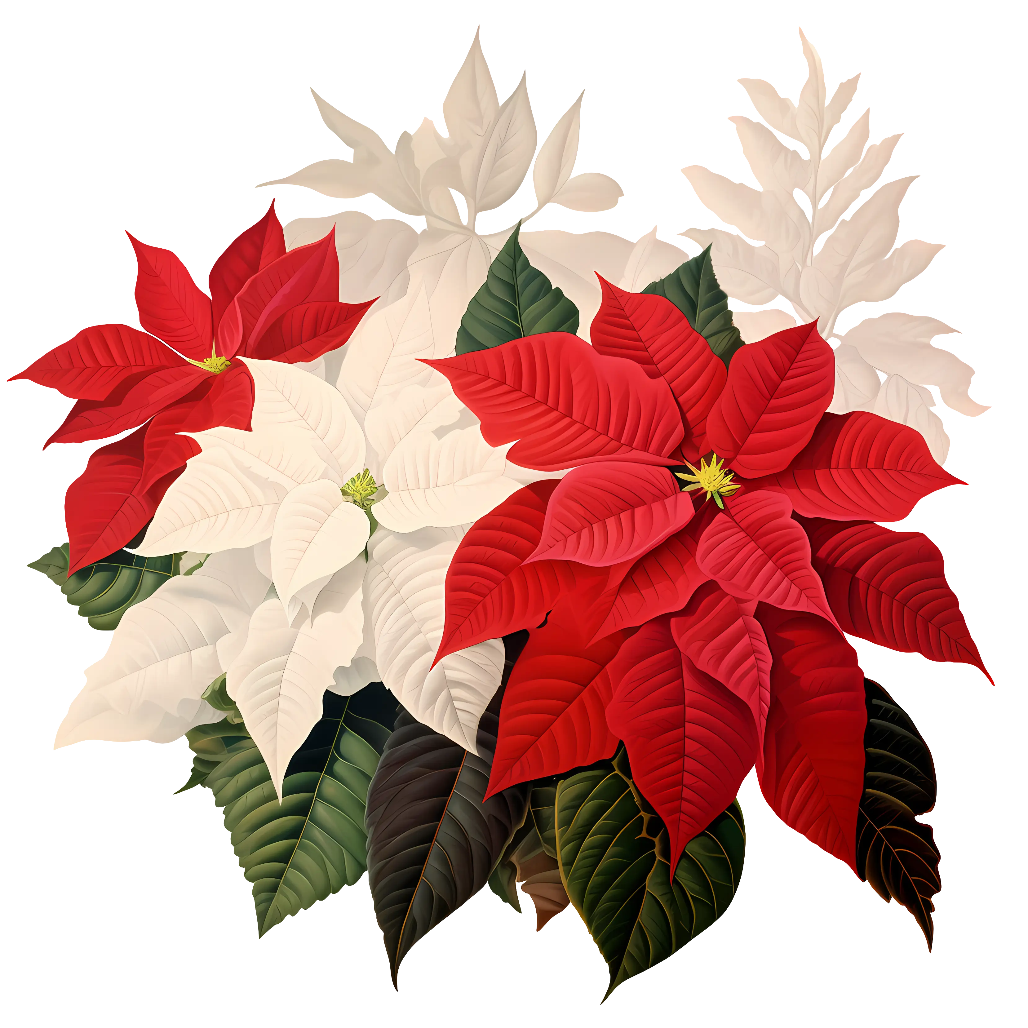 Red and White Poinsettias for Christmas Decor